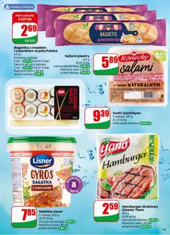 Pogląd oferty "Sałatka Lisner, 2 rodzaje, sałatka Gyros z kurczakiem" - ważna od 31.12.2025 | Strona: 45 | Produkty: Bagietka, Sushi, Salami, Sałatka