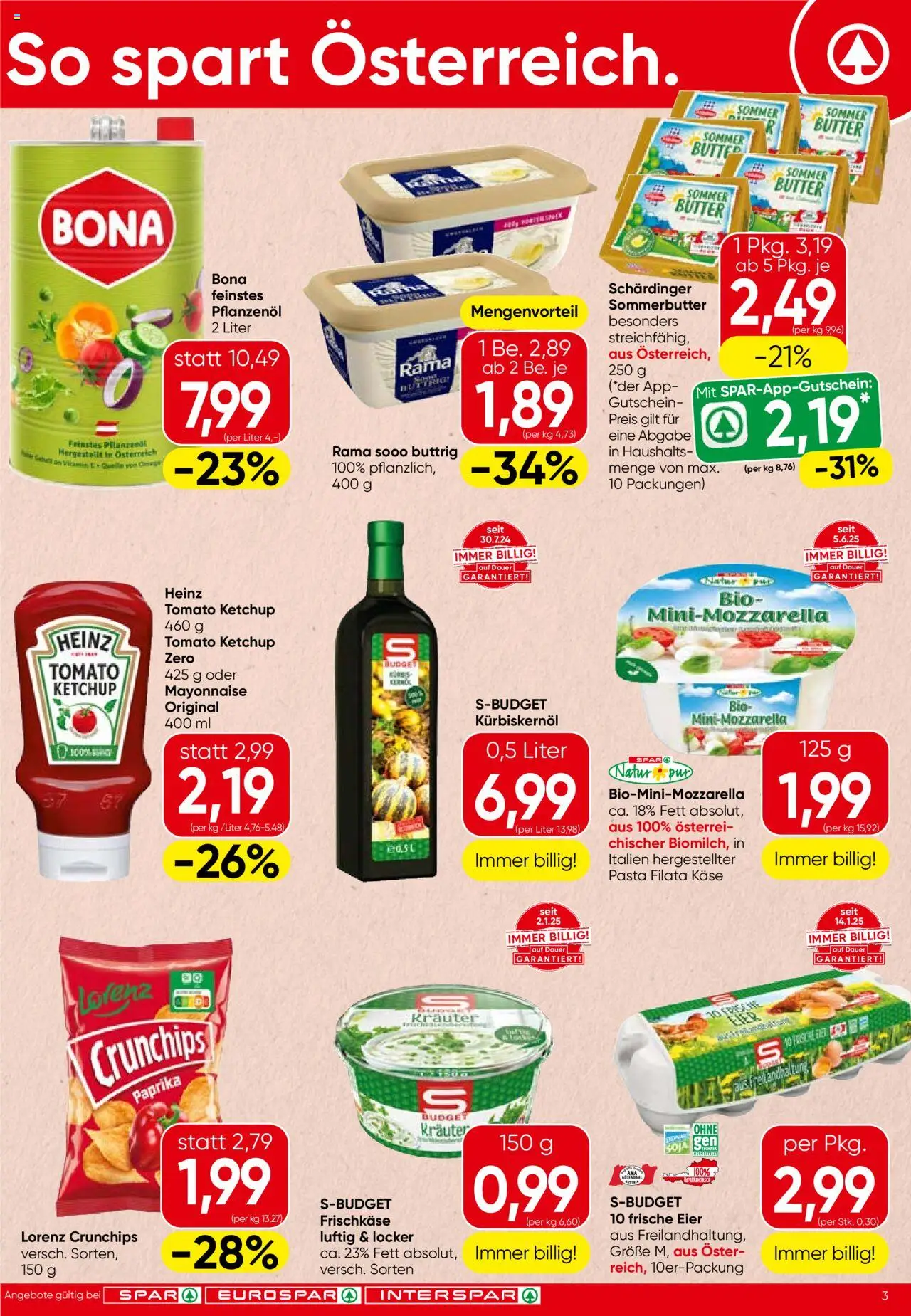 Spar Flugblatt - Vorarlberg gültig ab 31.07.2025 | Seite: 3 | Produkte: Ketchup, Mayonnaise, Butter, Käse