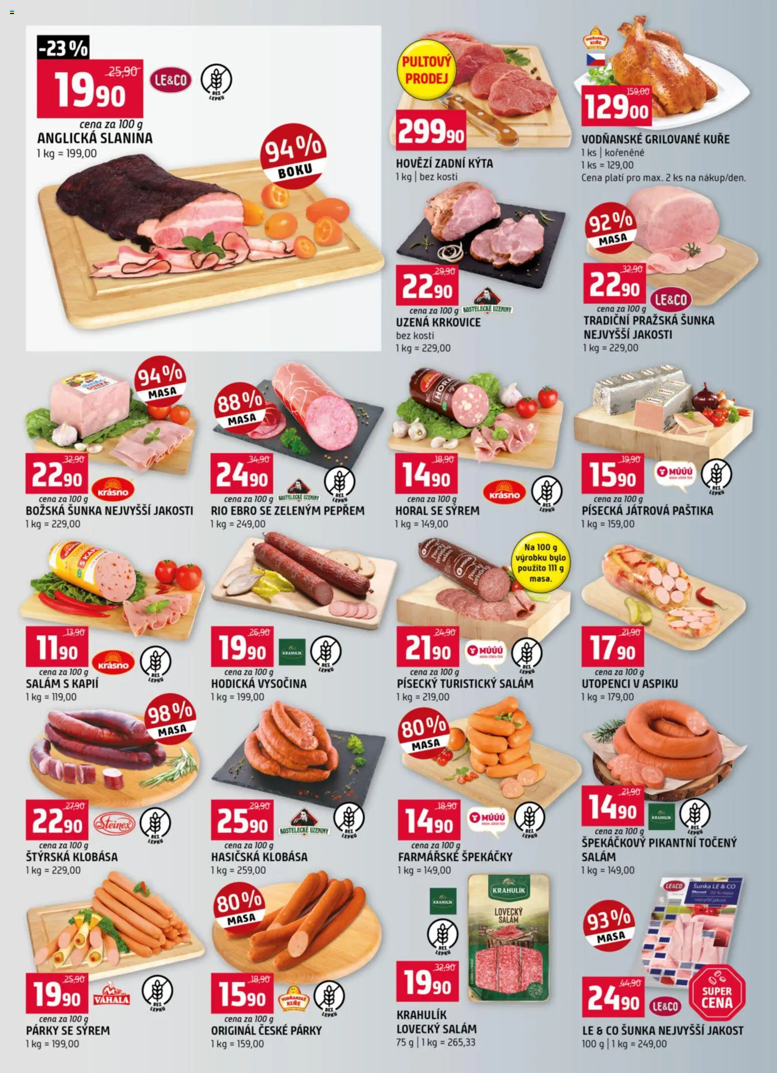 Terno leták - Bechyně, České Budějovice, Hradec Králové, Olomouc, Třeboň, Trhové Sviny, Týn nad Vltavou od 12.11.2025 | Strana: 2 | Produkty: Hovězí, Párky, Anglická slanina, Kuře