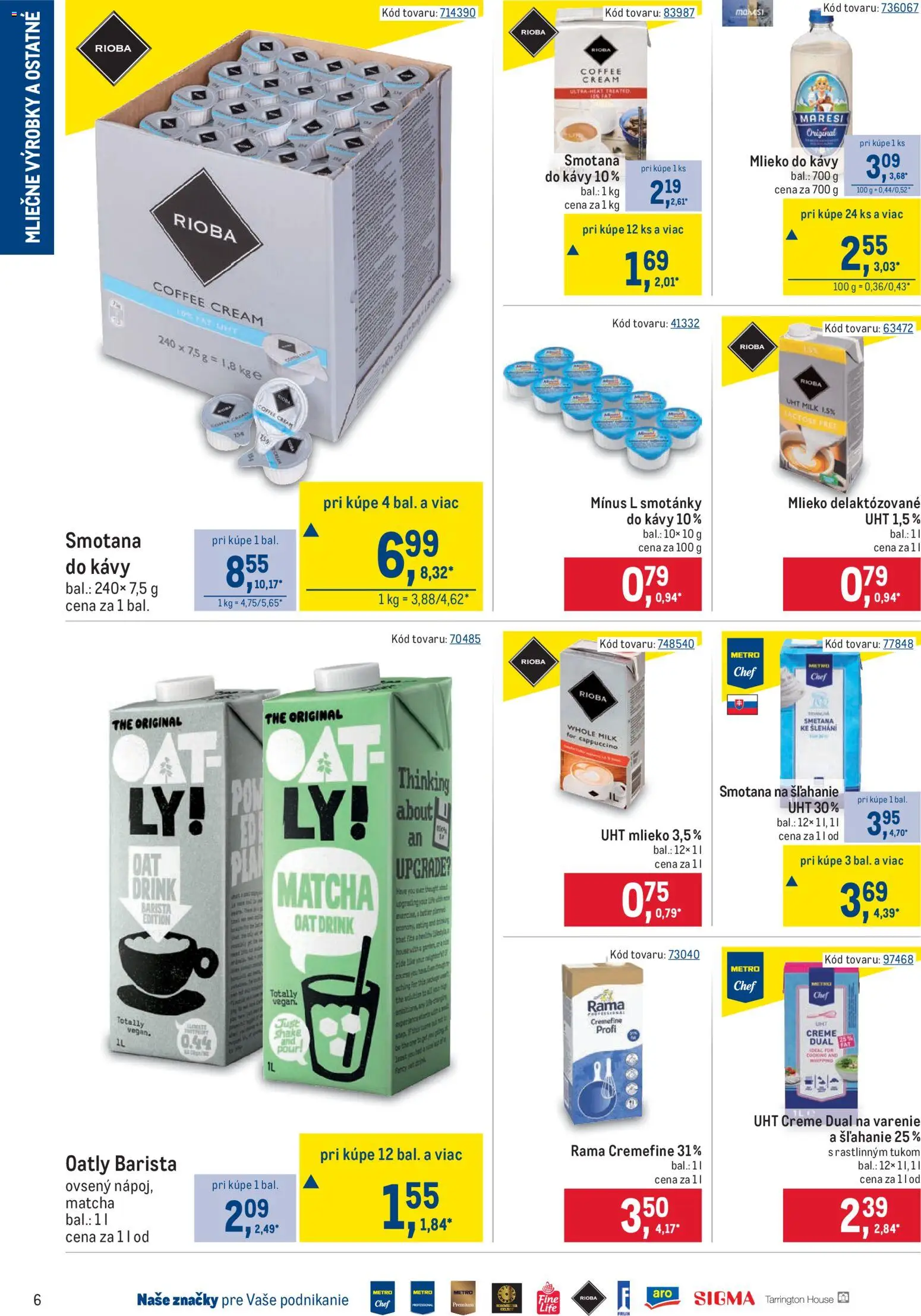 Nové Metro akcie – leták je platný od 22.04.2026 | Strana: 6 | Produkty: Mlieko, Smotana, Rama, Smotana na šľahanie