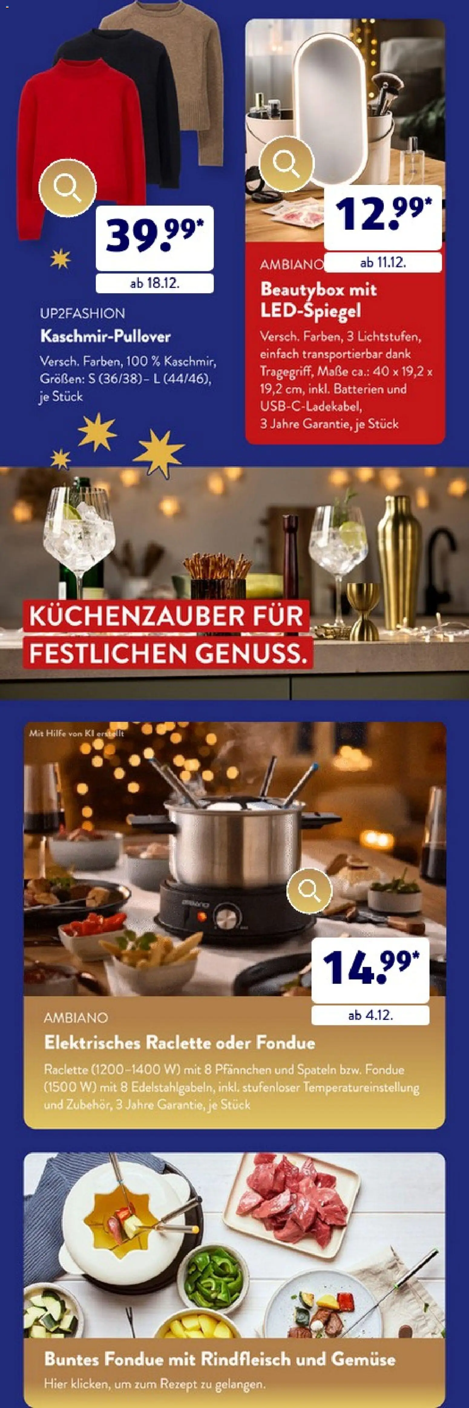 Aldi Süd - Weihnachtsbroschüre Dezember 2025 – gültig ab 01.12.2025 | Seite: 8 | Produkte: Up2fashion, Batterien, Rindfleisch, Fondue