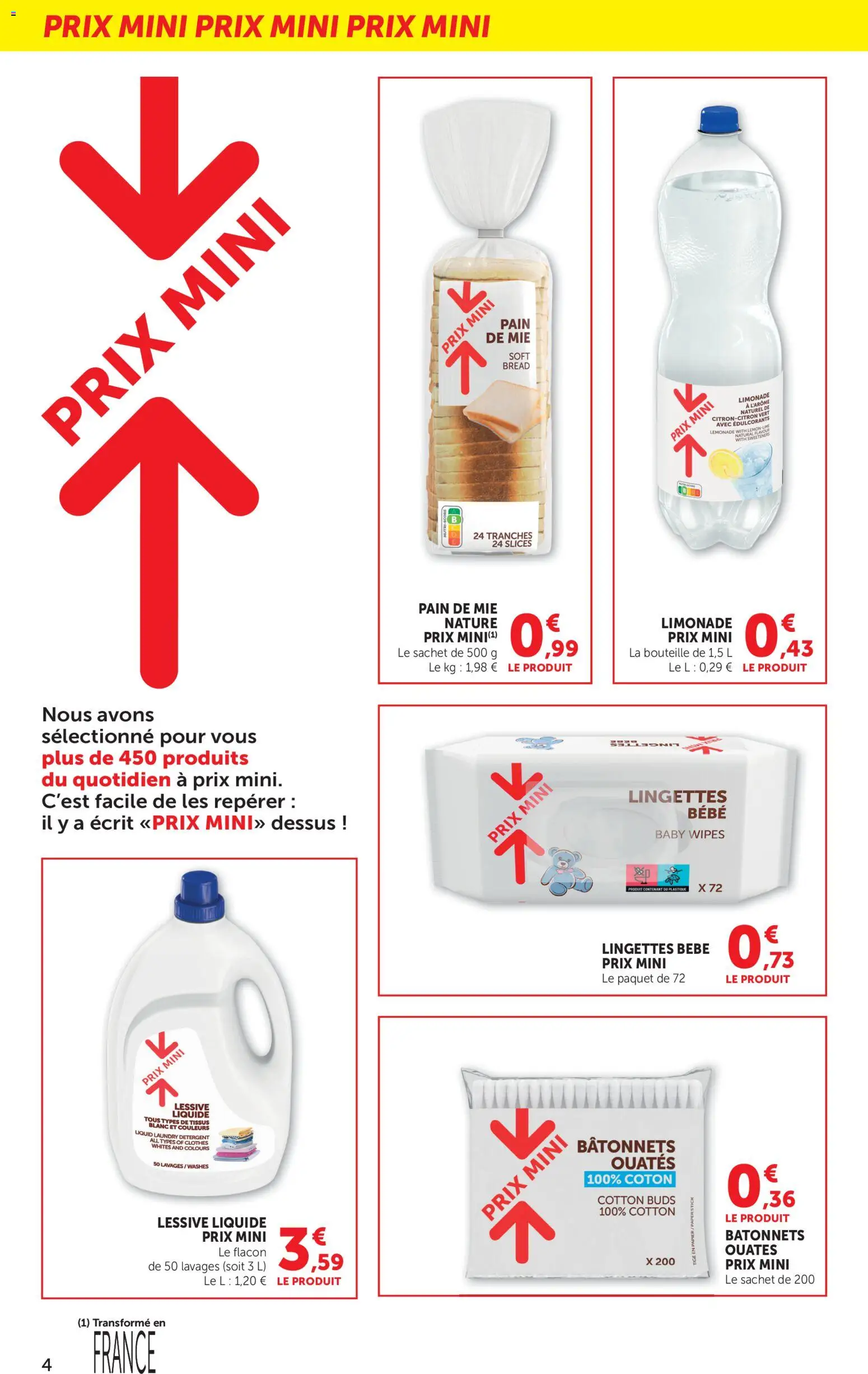 {H1} | Page: 4 | Produits: Limonade, Coton, Pain de mie, Lessive