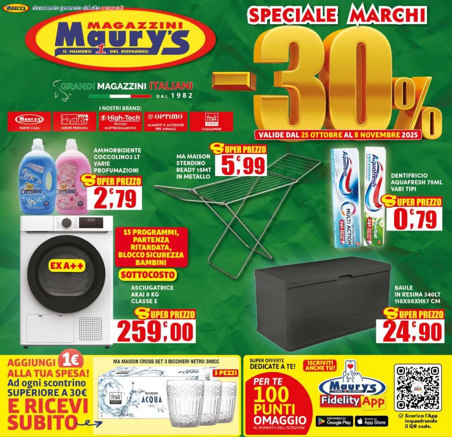 Volantino Maury's del 25.10.2025 | Pagina: 1 | Prodotti: Ammorbidente, Tè, Acqua, Baule