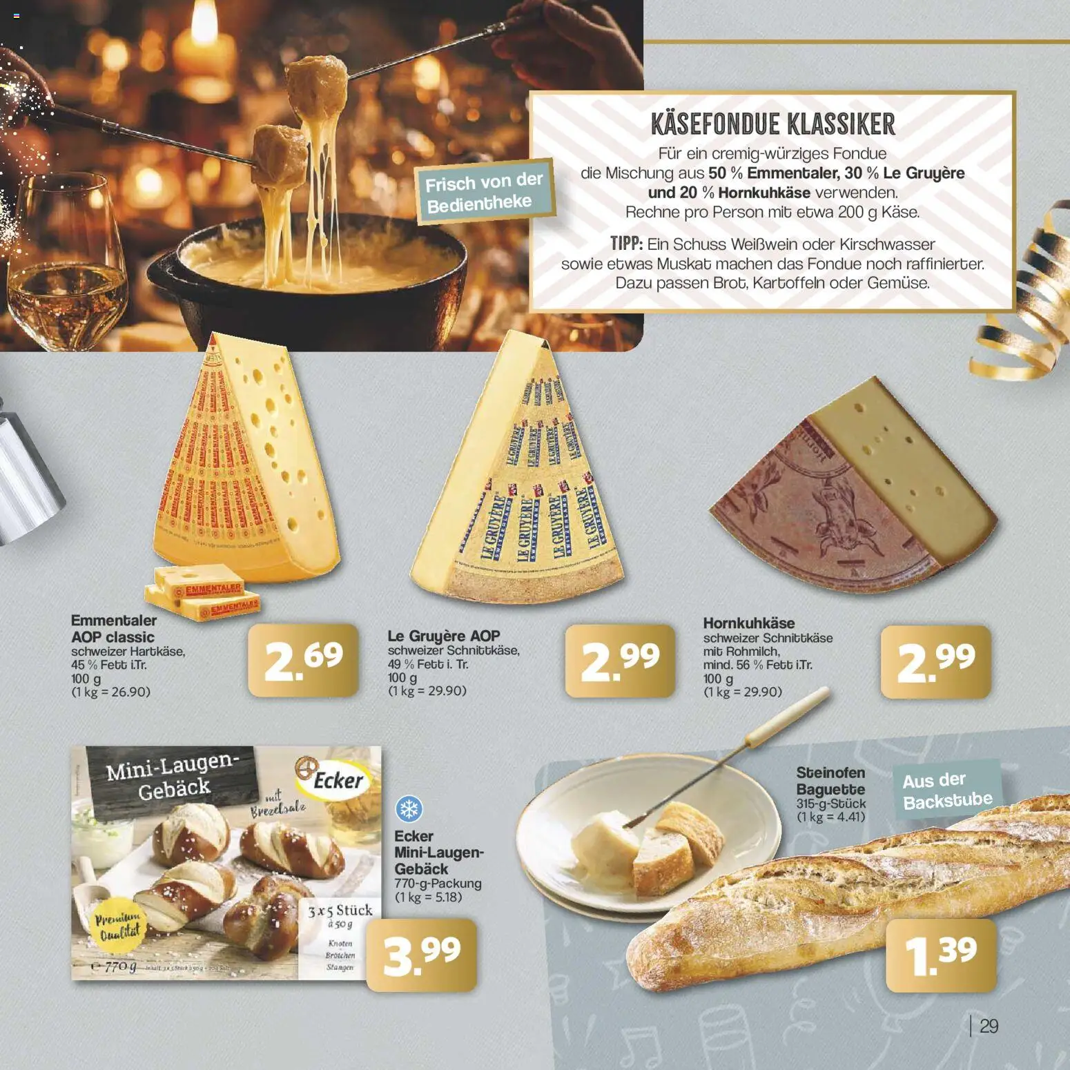 Famila Nordwest - Festliche Momente – gültig ab 24.11.2025 | Seite: 29 | Produkte: Weißwein, Baguette, Kartoffeln, Fondue