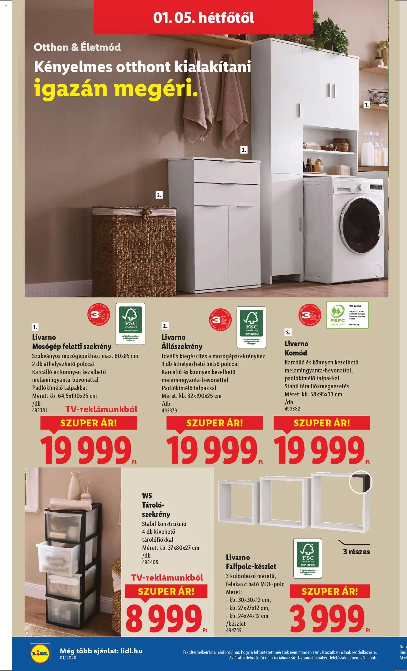Lidl akciós ujság - amely érvényes a következő dátumtól: 02.01.2026 | Oldal: 36 | Termékek: Mosógép, Komód, Szekrény