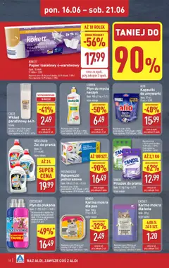 Aldi Gazetka od 16.06.2025 | Strona: 18 | Produkty: Rękawiczki, Oxy, Papier toaletowy, Kapsułki do zmywarki