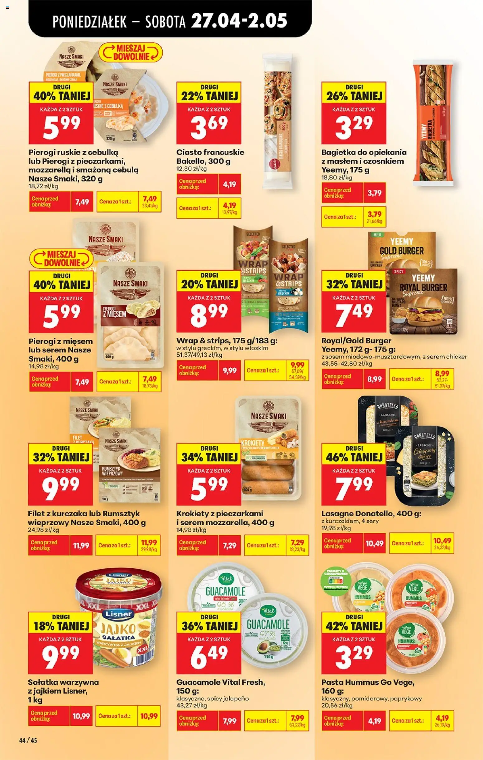 Biedronka gazetka od poniedziałku od 27.04.2026 | Strona: 52 | Produkty: Ciasto francuskie, Pierogi z mięsem, Krokiety, Lasagne