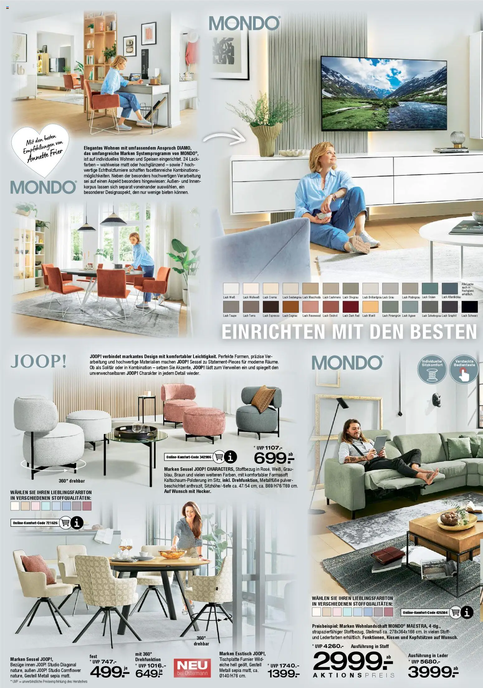 Ostermann Einrichten mit den besten Marken – gültig ab 28.11.2025 | Seite: 2 | Produkte: Wohnlandschaft, Esstisch, Kissen, Sessel