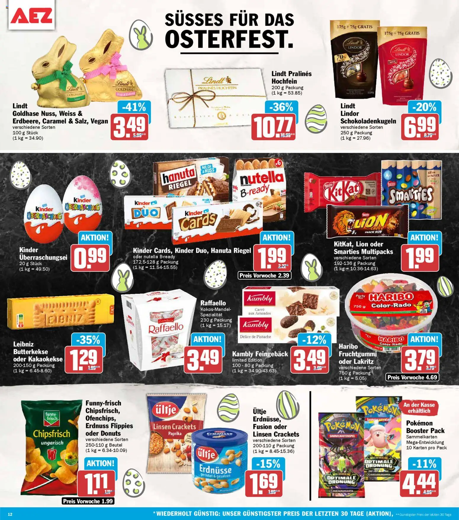 AEZ Prospekt 	 – gültig ab 30.03.2026 | Seite: 12 | Produkte: Raffaello, Haribo, Paprika, Lindt