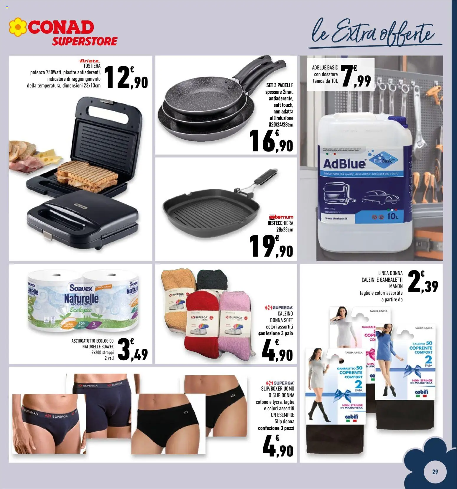 Volantino Conad del 03.01.2026 | Pagina: 29 | Prodotti: Tostiera, Bistecchiera, Slip, The
