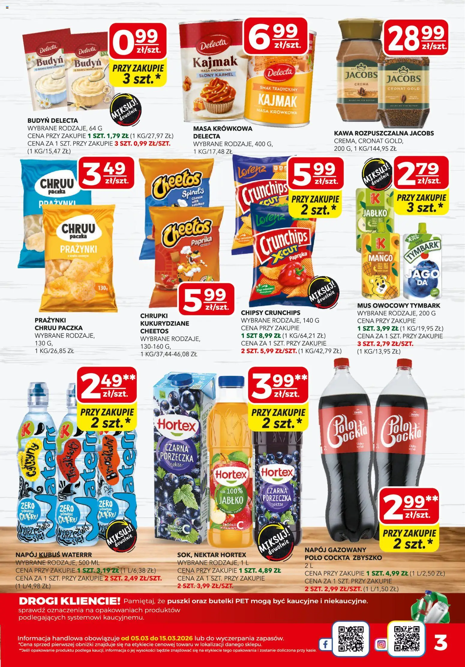 Top Market gazetka mini od 05.03.2026 | Strona: 3 | Produkty: Chipsy, Ketchup, Kawa rozpuszczalna, Sok