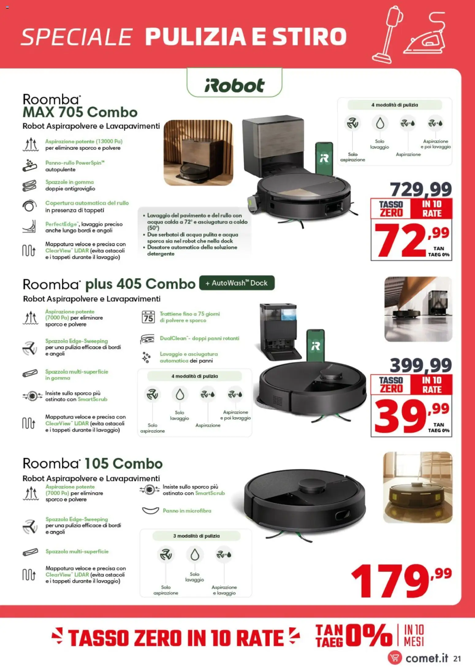 Volantino Comet del 13.04.2026 | Pagina: 21 | Prodotti: Spazzola, Robot aspirapolvere, Pavimento, Aspirapolvere