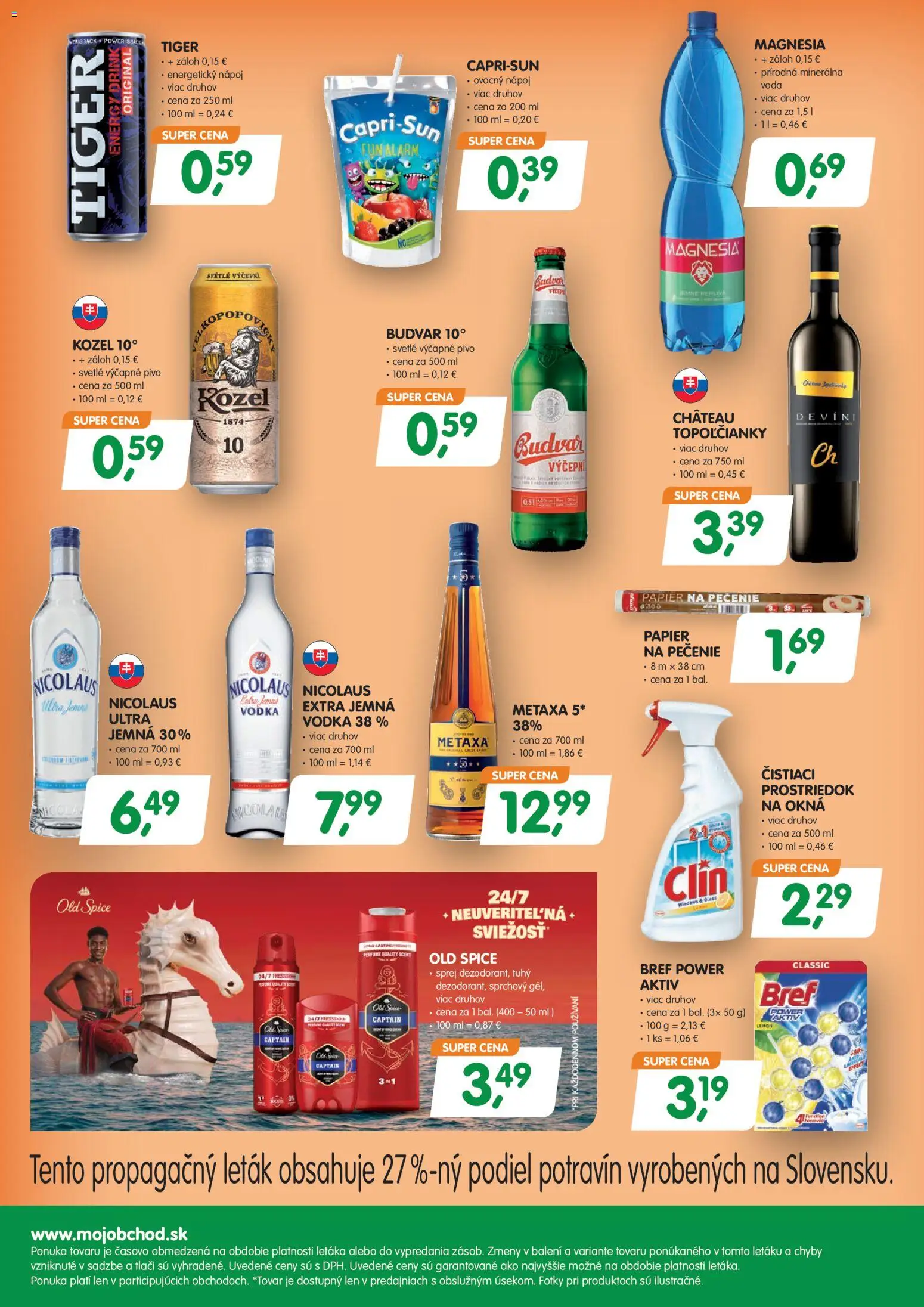 Nové Môj obchod akcie – leták je platný od 07.11.2025 | Strana: 4 | Produkty: Pivo, Old Spice, Voda, Minerálna voda