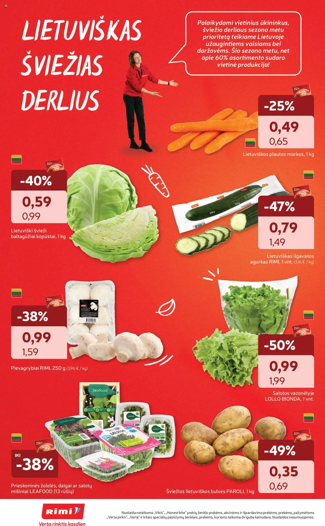 Rimi akcijos nuo 09.09.2025 | Puslapis: 10 | Prekių: Agurkas, Salotos, Pievagrybiai, Bulvės
