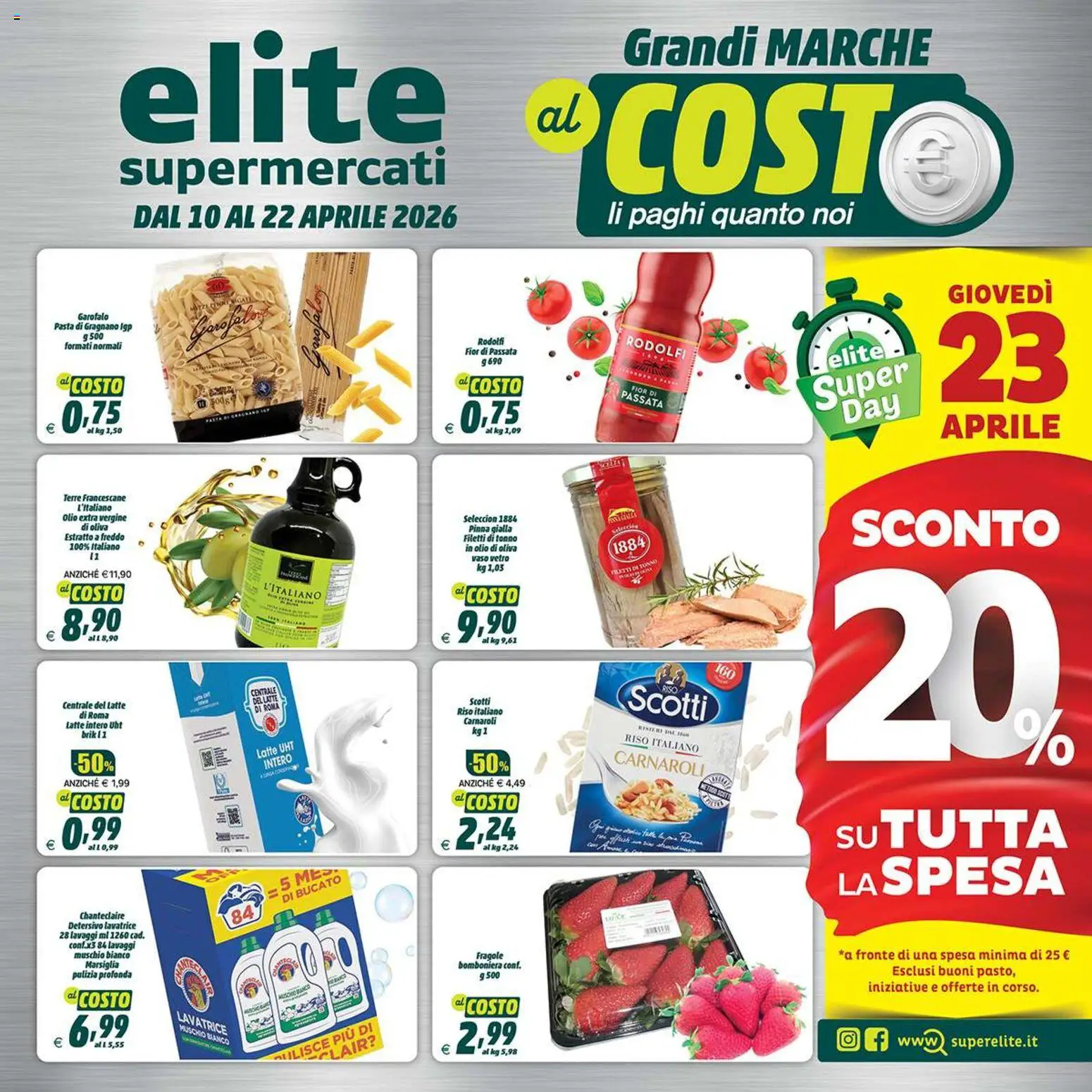 Volantino Elite Supermercati del 10.04.2026 | Pagina: 1 | Prodotti: Fragole, Olio, Olio extra vergine, Olio di Oliva