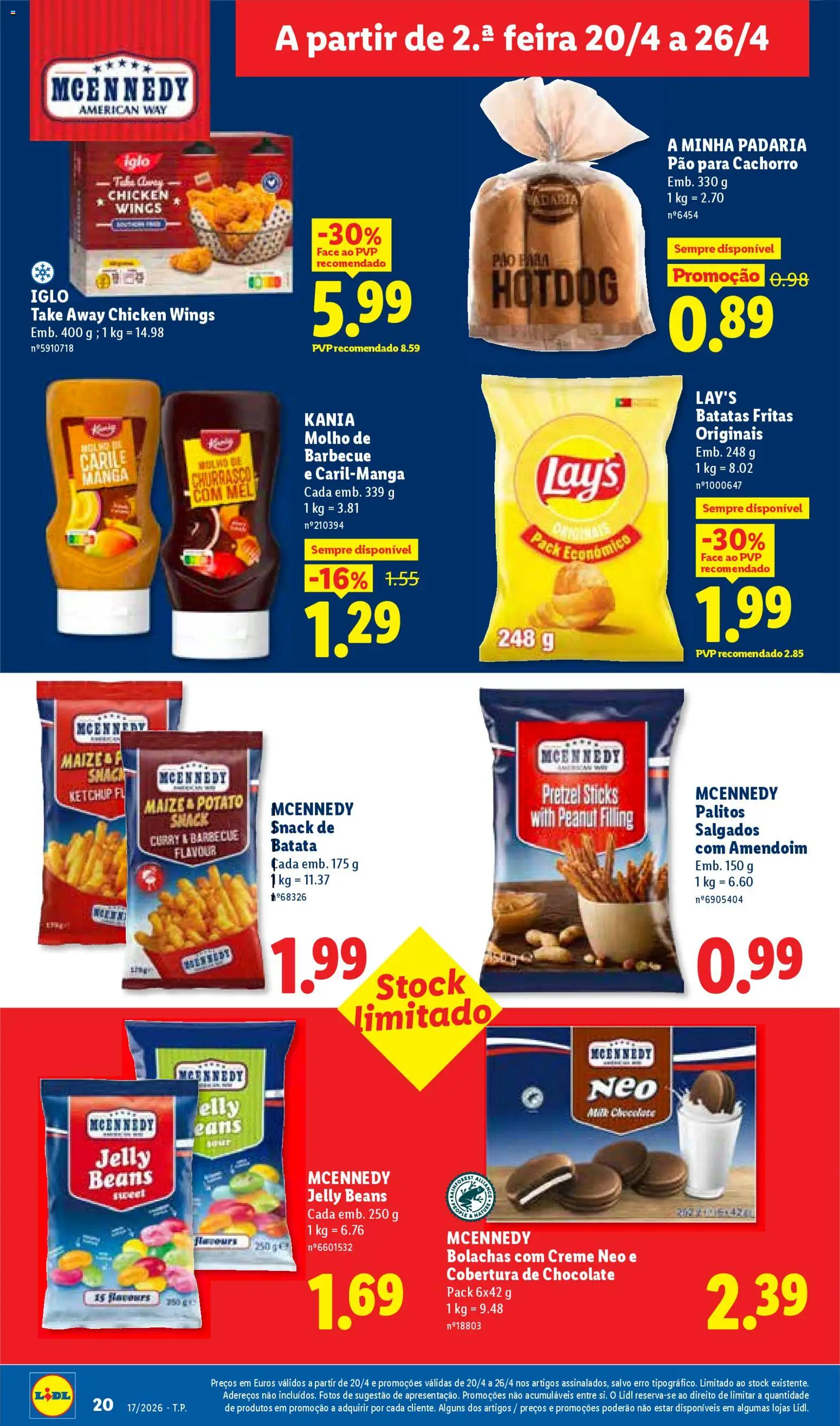 Lidl folheto │ válido de 20.04.2026 | Página: 20 | Produtos: Padaria, Bolachas, Ketchup, Creme