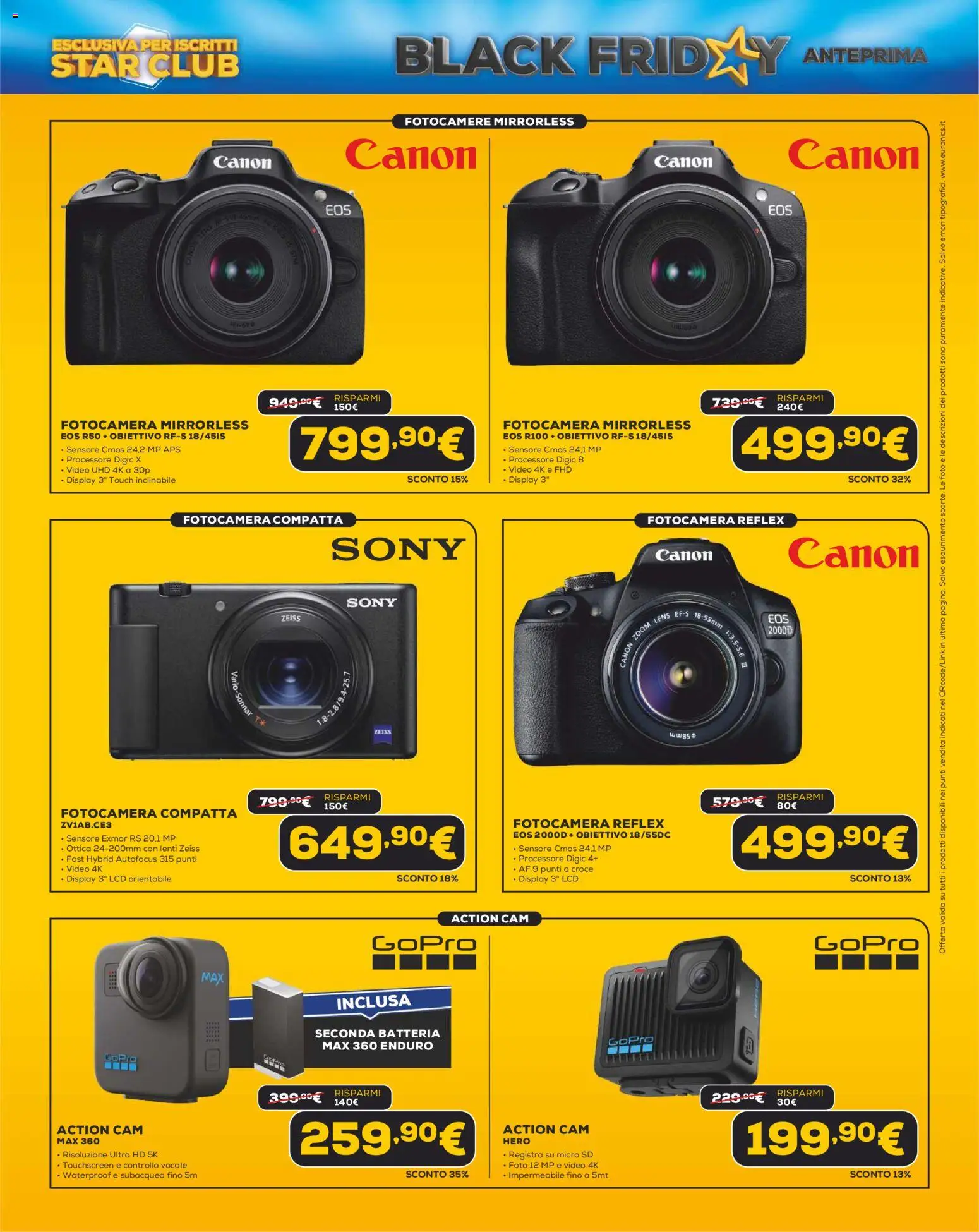 Volantino Euronics del 31.10.2025 | Pagina: 19 | Prodotti: Action cam, Video, Fotocamera, Batteria