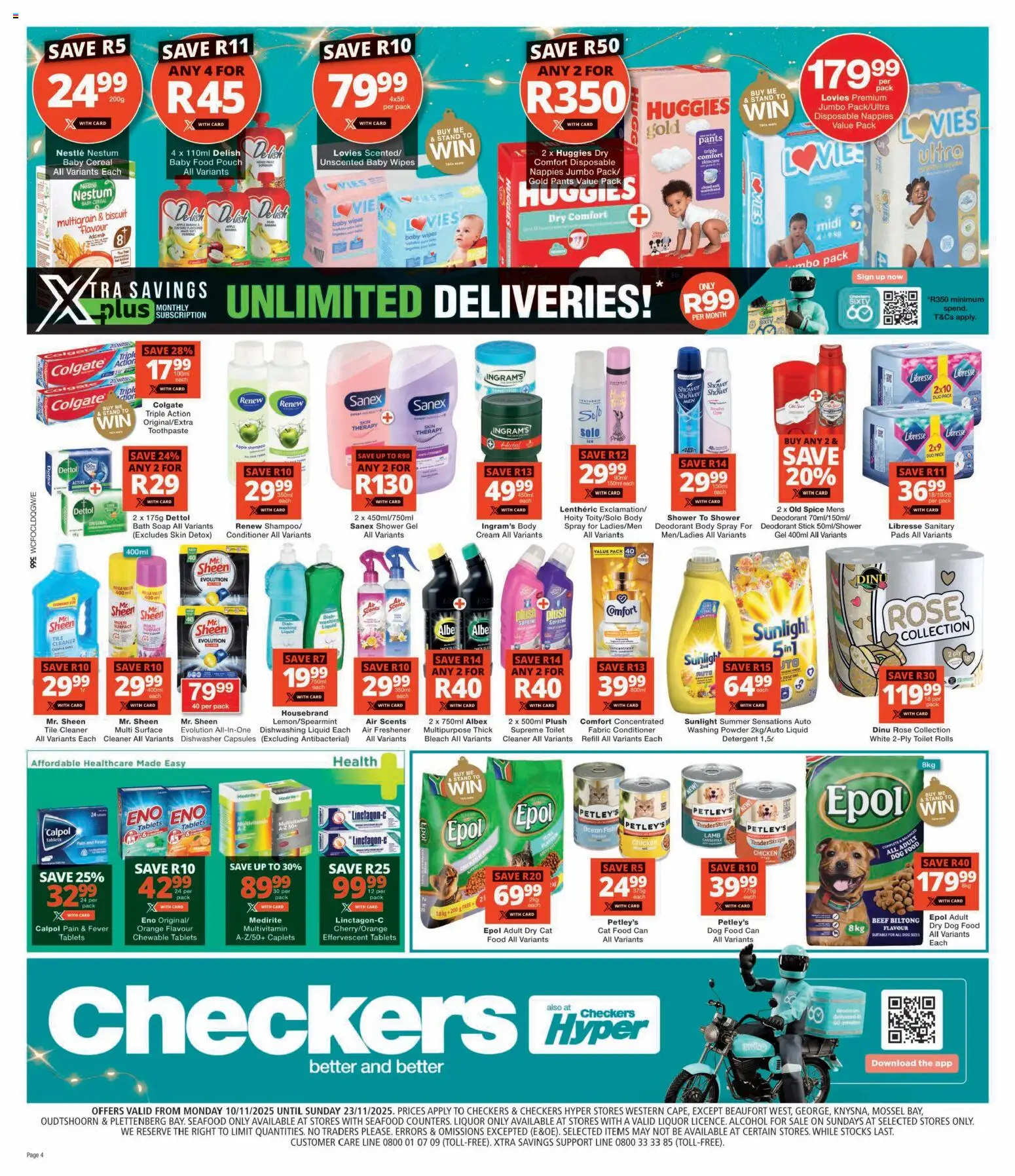 New Checkers catalogue – valid from 10.11.2025 | Page: 4 | Products: Powder, Soap, Deodorant, Seafood