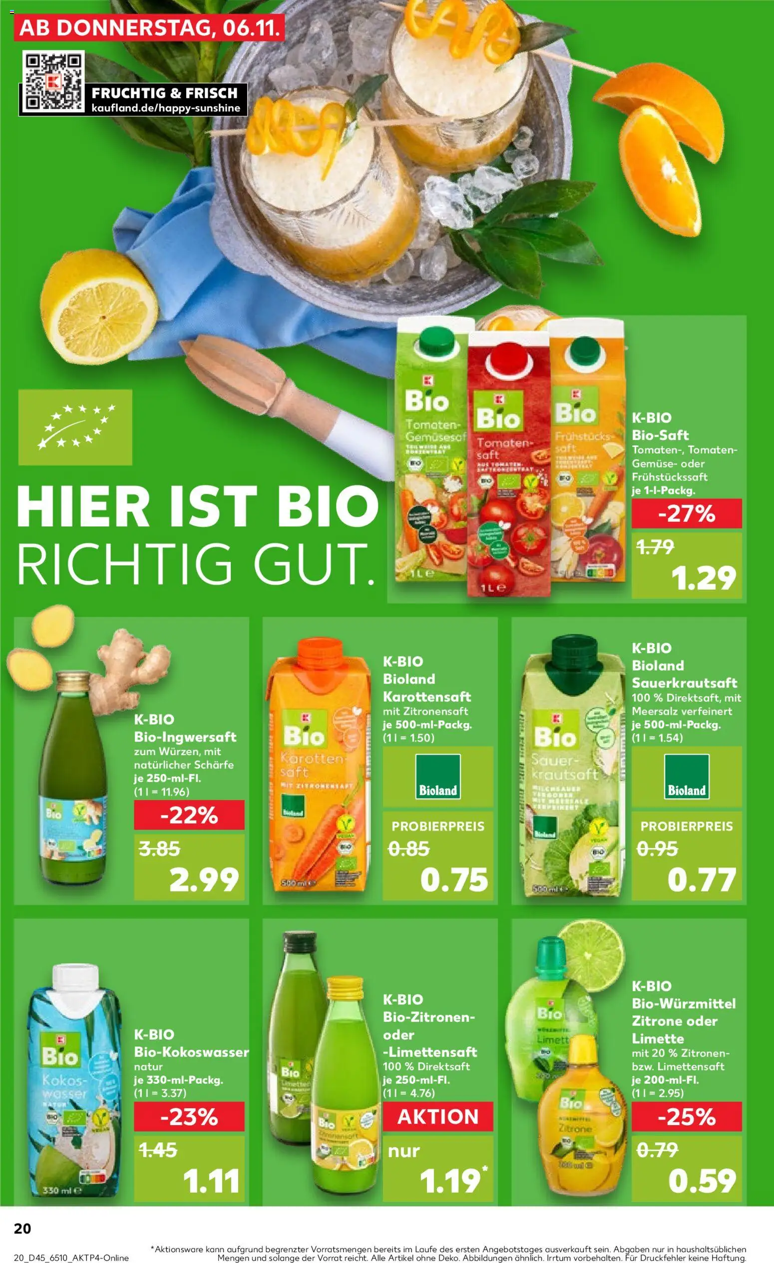 Kaufland prospekt Köln	 – gültig ab 09.11.2025 | Seite: 20 | Produkte: Gemüse, Limette, Saft, Zitronen