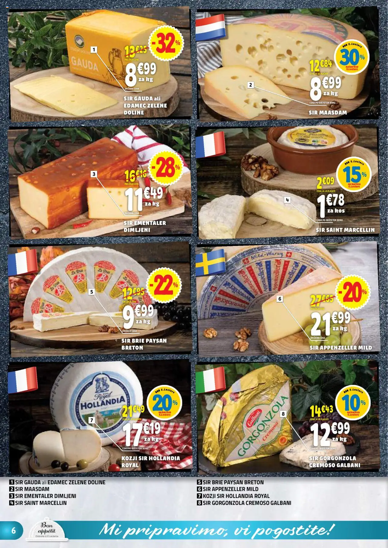 E.leclerc katalog │ velja od 06.08.2025 | Stran: 6 | Izdelki: Edamec, Gauda, Sir