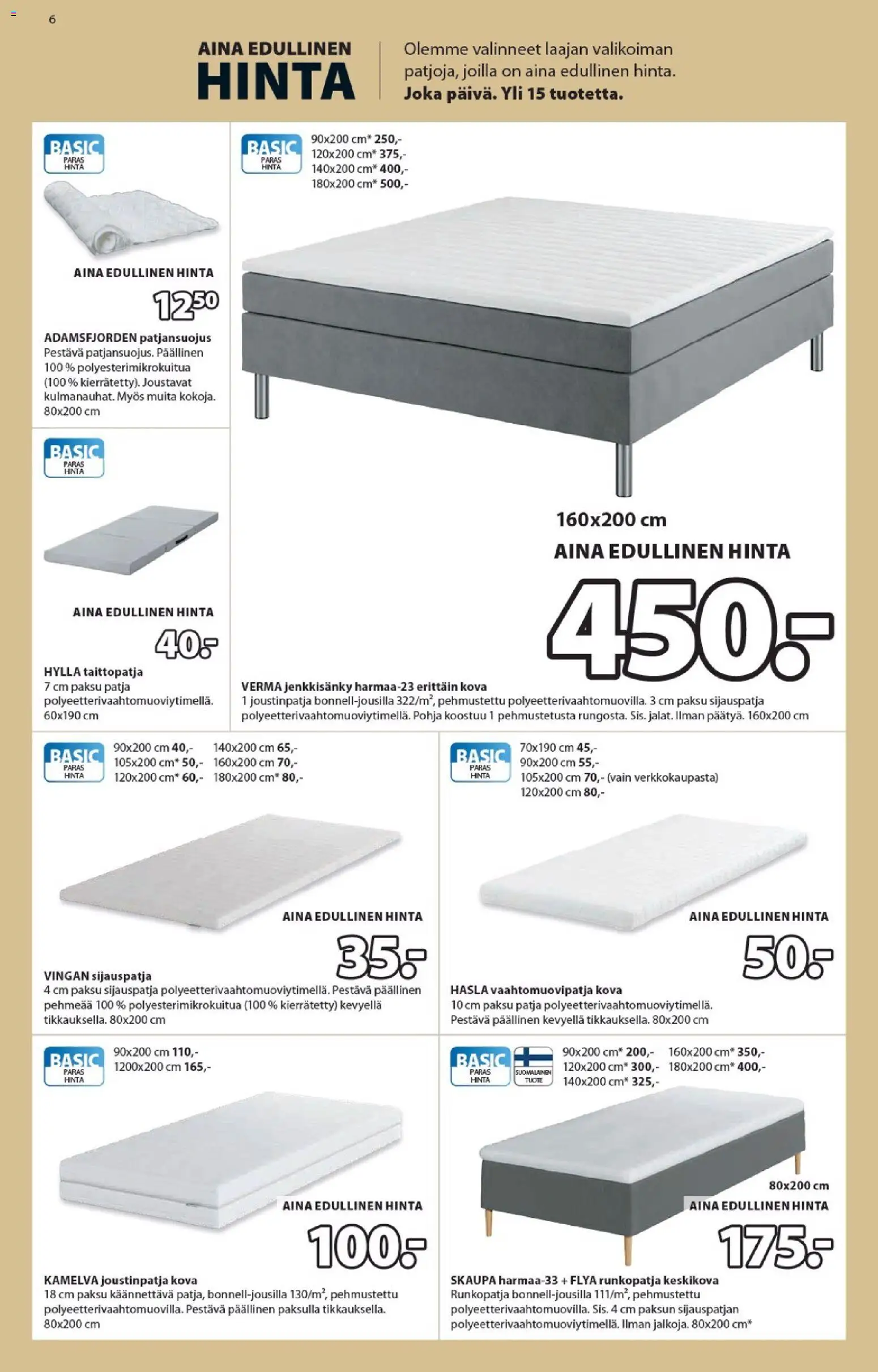 JYSK - Tarjoukset – voimassa 19.02.2026 alkaen | Sivu: 6 | Tuotteet: Vaahtomuovipatja, Jenkkisänky, Runkopatja, Patja