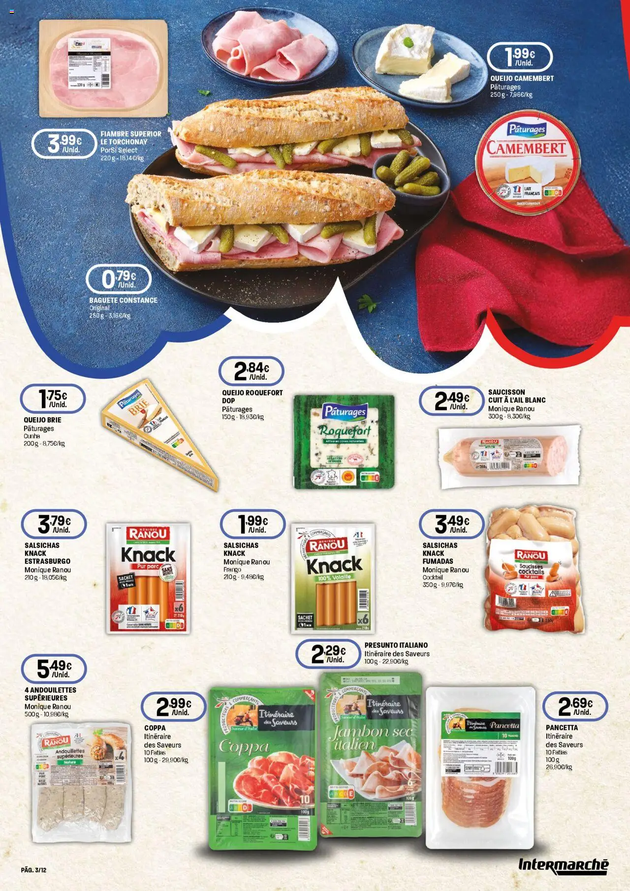 Intermarché -  Produtos Franceses │ válido de 07.08.2025 | Página: 3 | Produtos: Frango, Queijo, Presunto, Cocktails