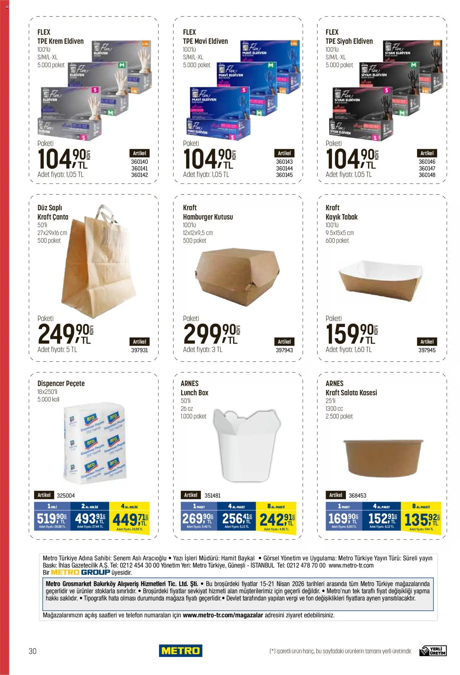 Metro - Fast Food Kataloğu - 15.04.2026 tarihinden itibaren geçerlidir | Sayfa: 30 | Ürünler: Baskı, Krem, Eldiven, Telefon
