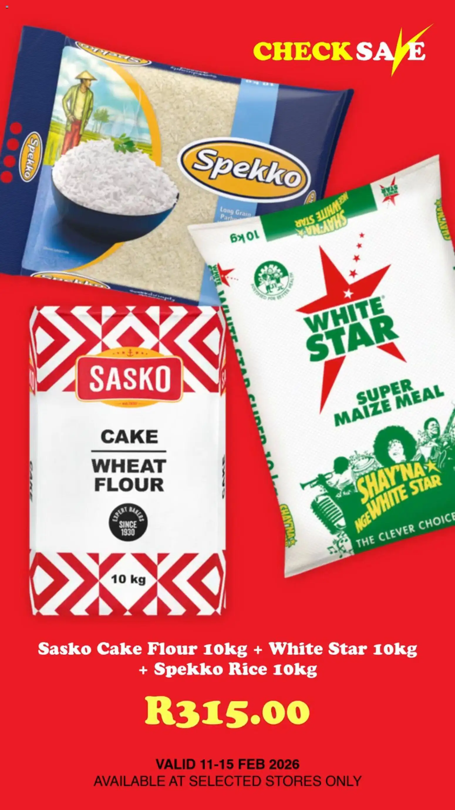 New Check Save catalogue – valid from 11.02.2026 | Page: 14 | Products: Cake, Flour, Maize meal, Rice