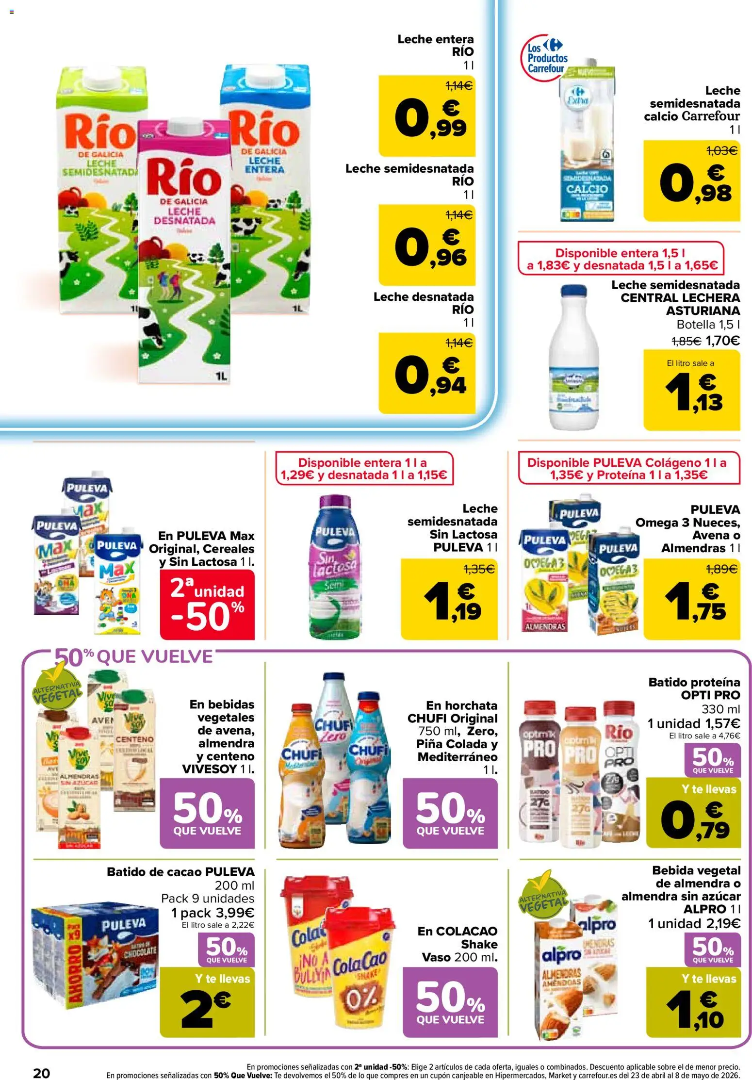 Carrefour folleto │ válido desde el 07.04.2026 | Página: 20 | Productos: Leche entera, Leche, Piña, Cereales