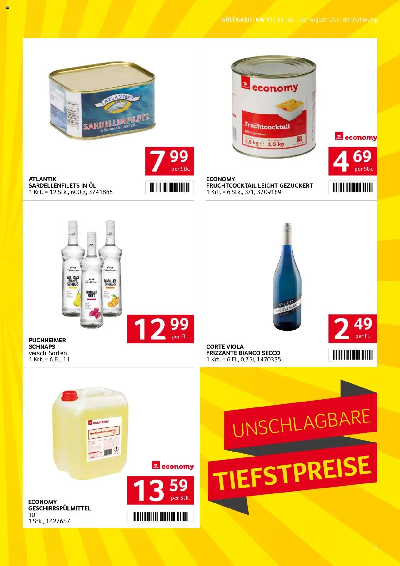 Transgourmet Flugblatt gültig ab 27.07.2025 | Seite: 5 | Produkte: Geschirrspülmittel, Öl