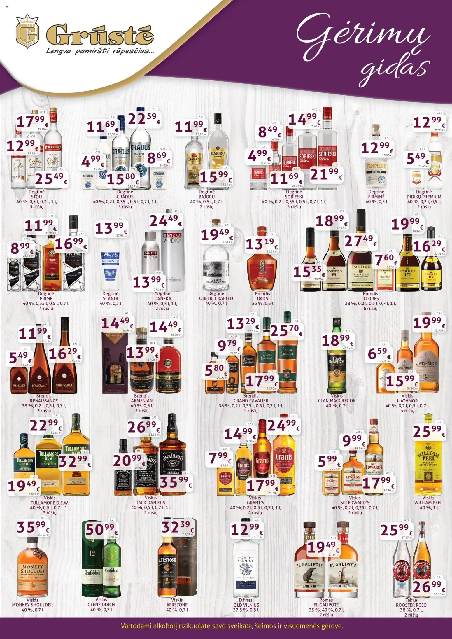 GRUSTE akcijos nuo 21.01.2026 | Puslapis: 2 | Prekių: Degtinė, Viskis, Džinas