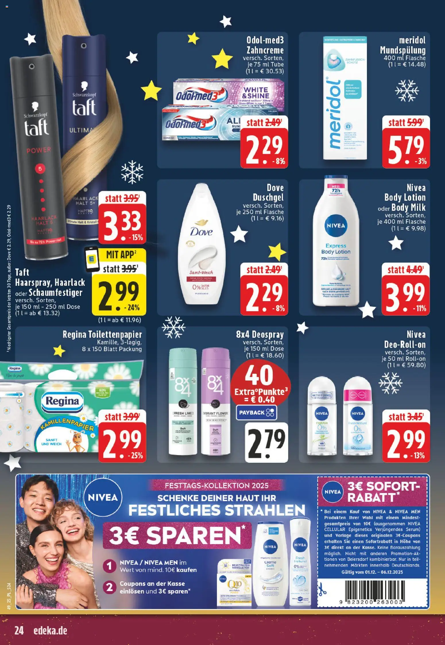 Edeka Prospekt 	 – gültig ab 01.12.2025 | Seite: 24 | Produkte: Deodorant, Deospray, Body Milk, Toilettenpapier