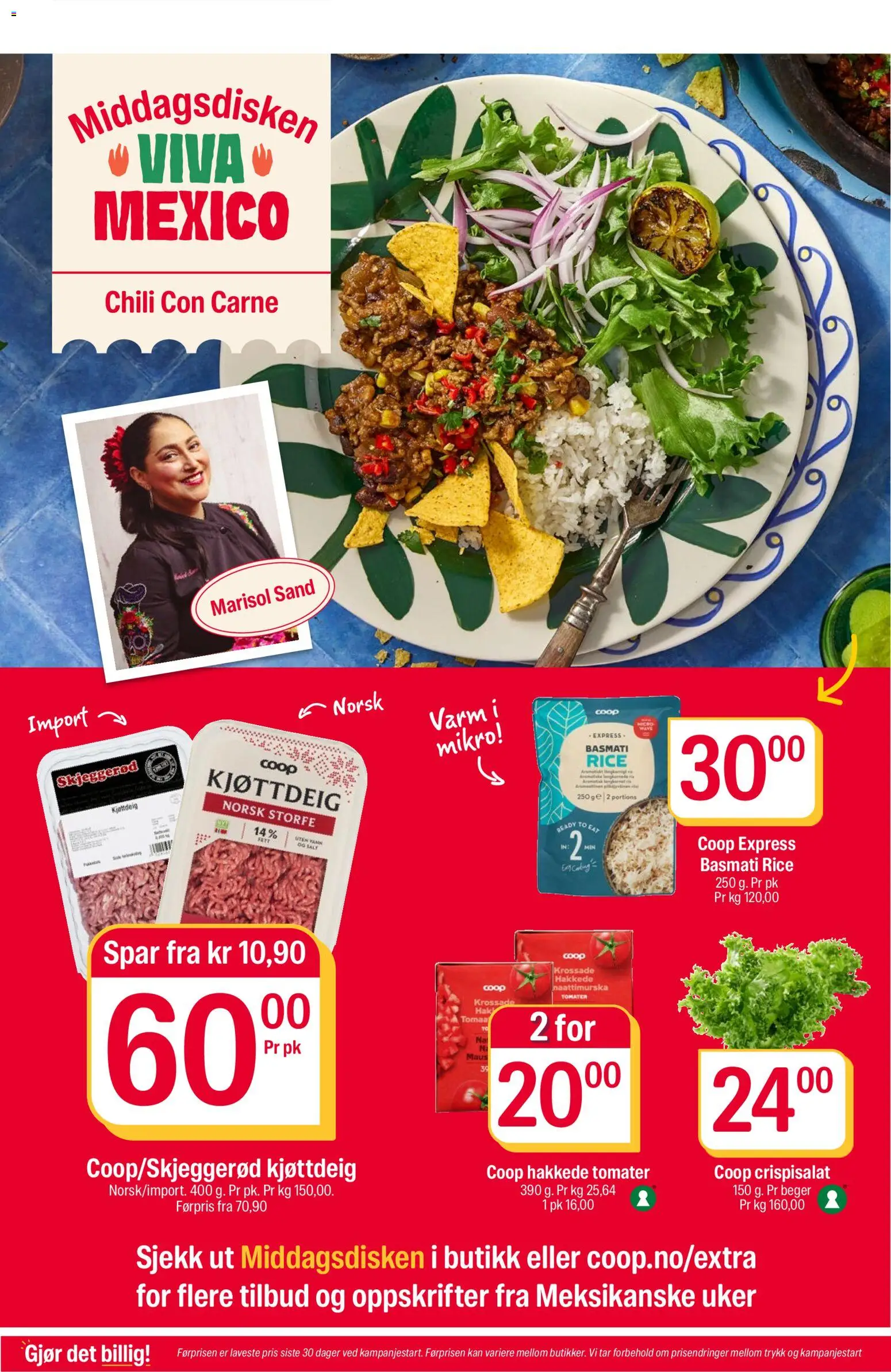 {H1} | Side: 3 | Produkter: Desk, Tomater, Kjøttdeig, Crispisalat