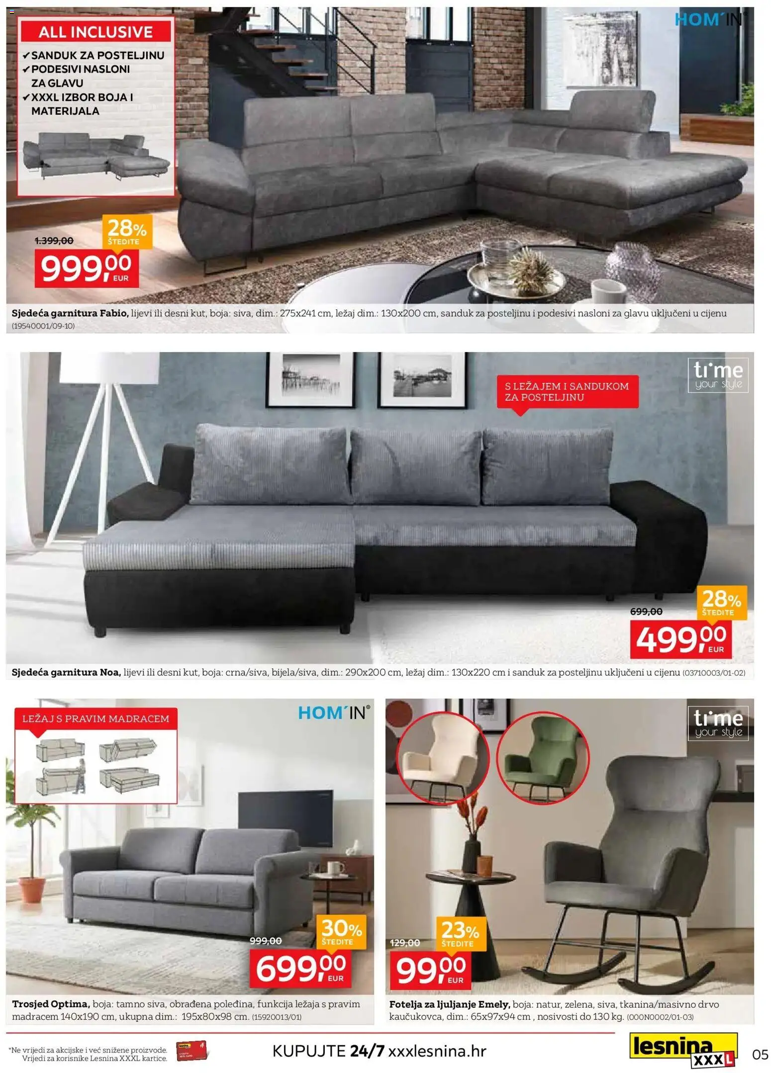 Lesnina katalog | vrijedi od 27.04.2026 | Stranica: 5 | Proizvodi: Trosjed, Fotelja