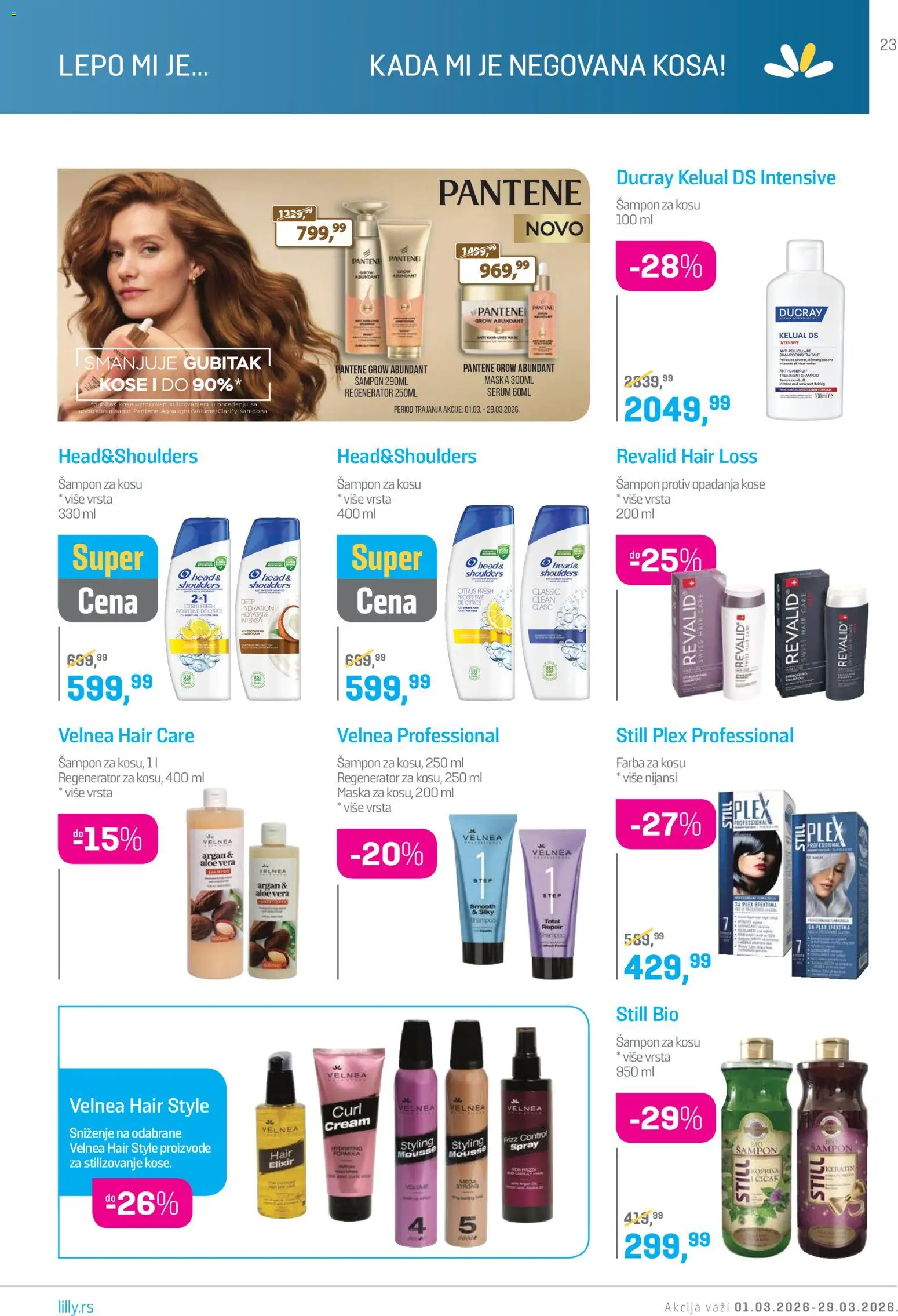 Lilly drogerie katalog - važi od 01.03.2026 | Strana: 23 | Proizvode: Pantene, Šampon, Farba za kosu, Maska