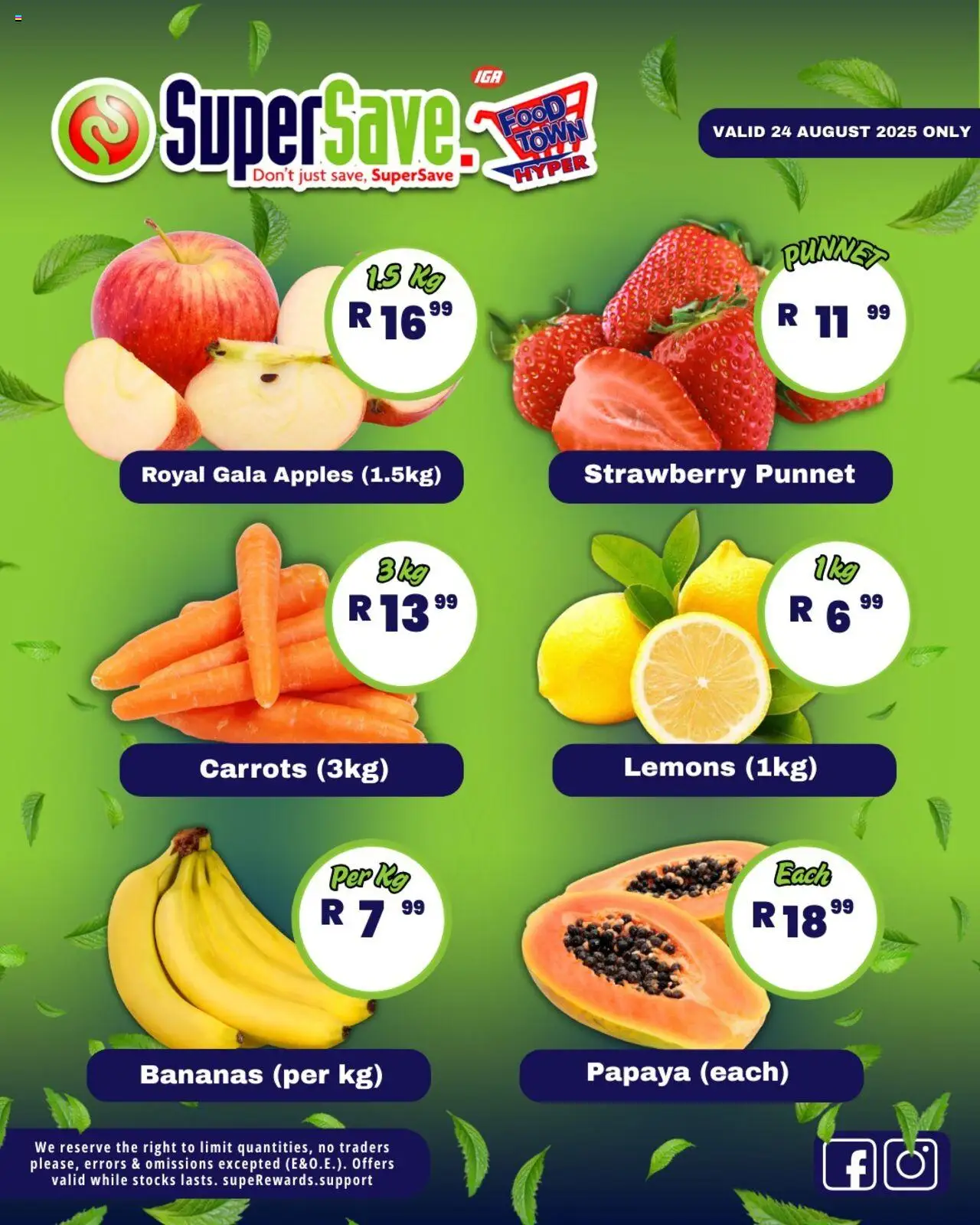 Super Save Sunday Specials │ valid from 24.08.2025 | Page: 6 | Products: Apples, Bananas, Carrots