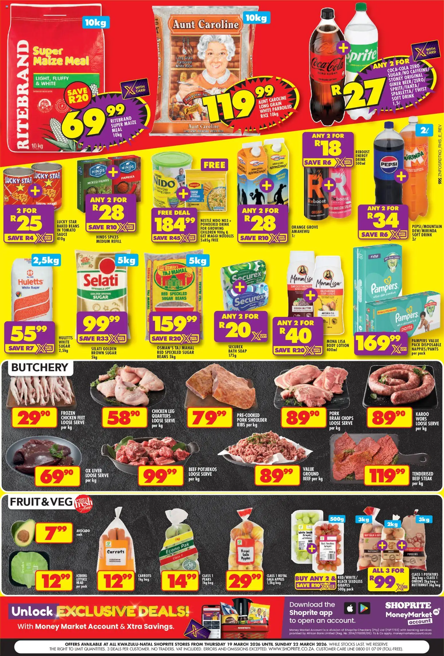 New Shoprite catalogue – valid from 19.03.2026 | Page: 2 | Products: Bath, Maize meal, Ribs, Sausage