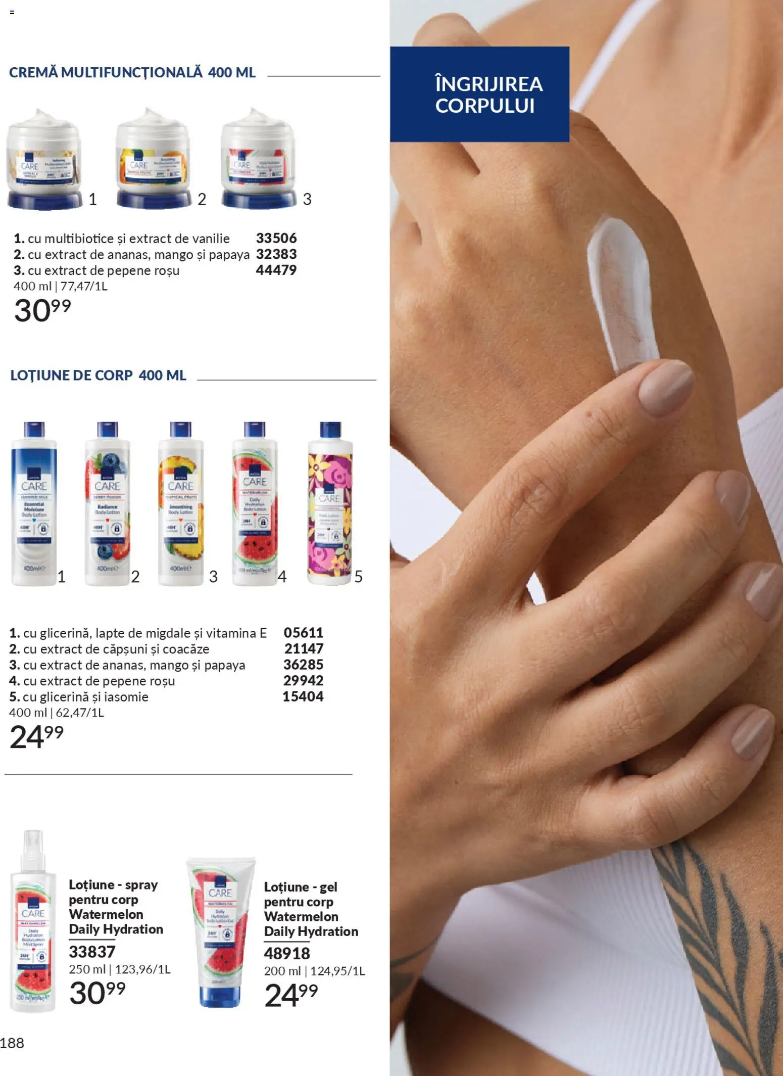 Noul catalog Avon – valabil de la 01.01.2026 | Pagină: 190 | Produse: Migdale, Lapte, Căpșuni, Mango