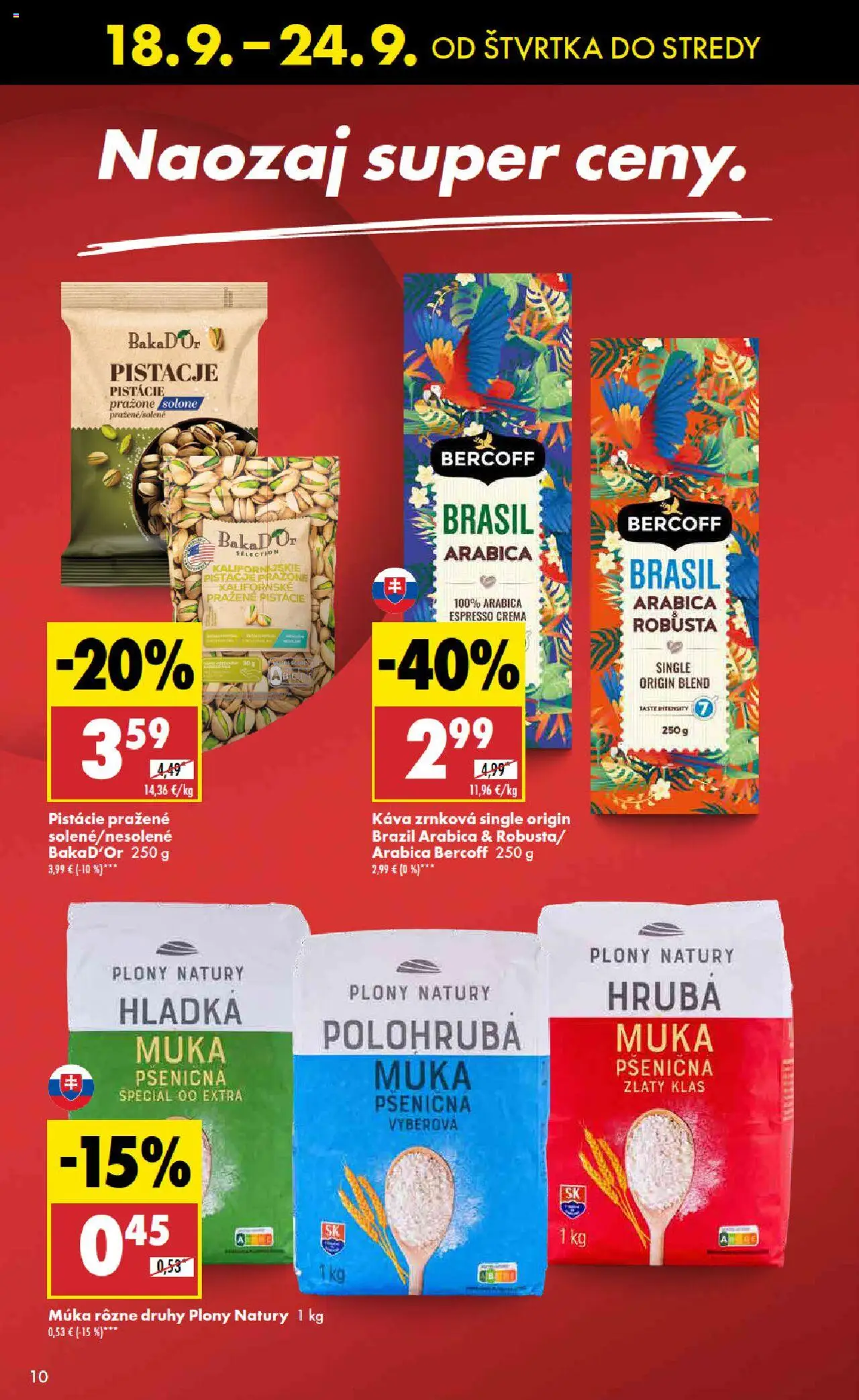 Nové Biedronka akcie – leták je platný od 18.09.2025 | Strana: 10 | Produkty: Káva, Zlatý klas, Pšeničná múka, Múka