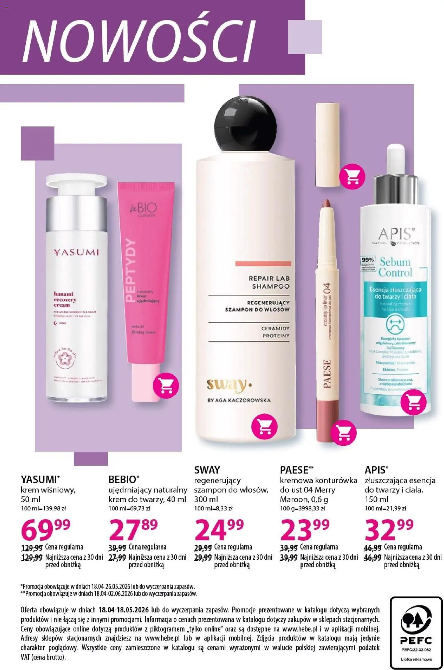 Hebe gazetka - Katalog od 18.04.2026 | Strona: 44 | Produkty: Body, Krem, Konturówka, Krem do twarzy