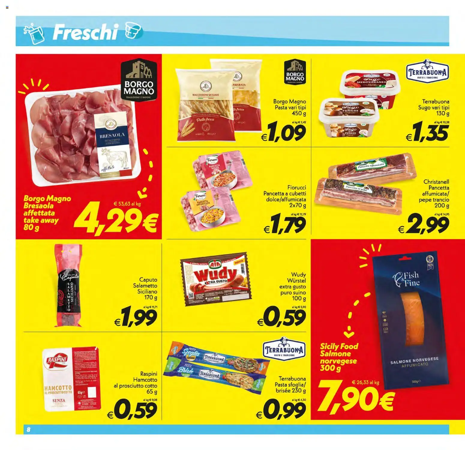 Volantino SuperConveniente del 13.01.2026 | Pagina: 8 | Prodotti: Prosciutto Cotto, Salmone, Wurstel, Sugo