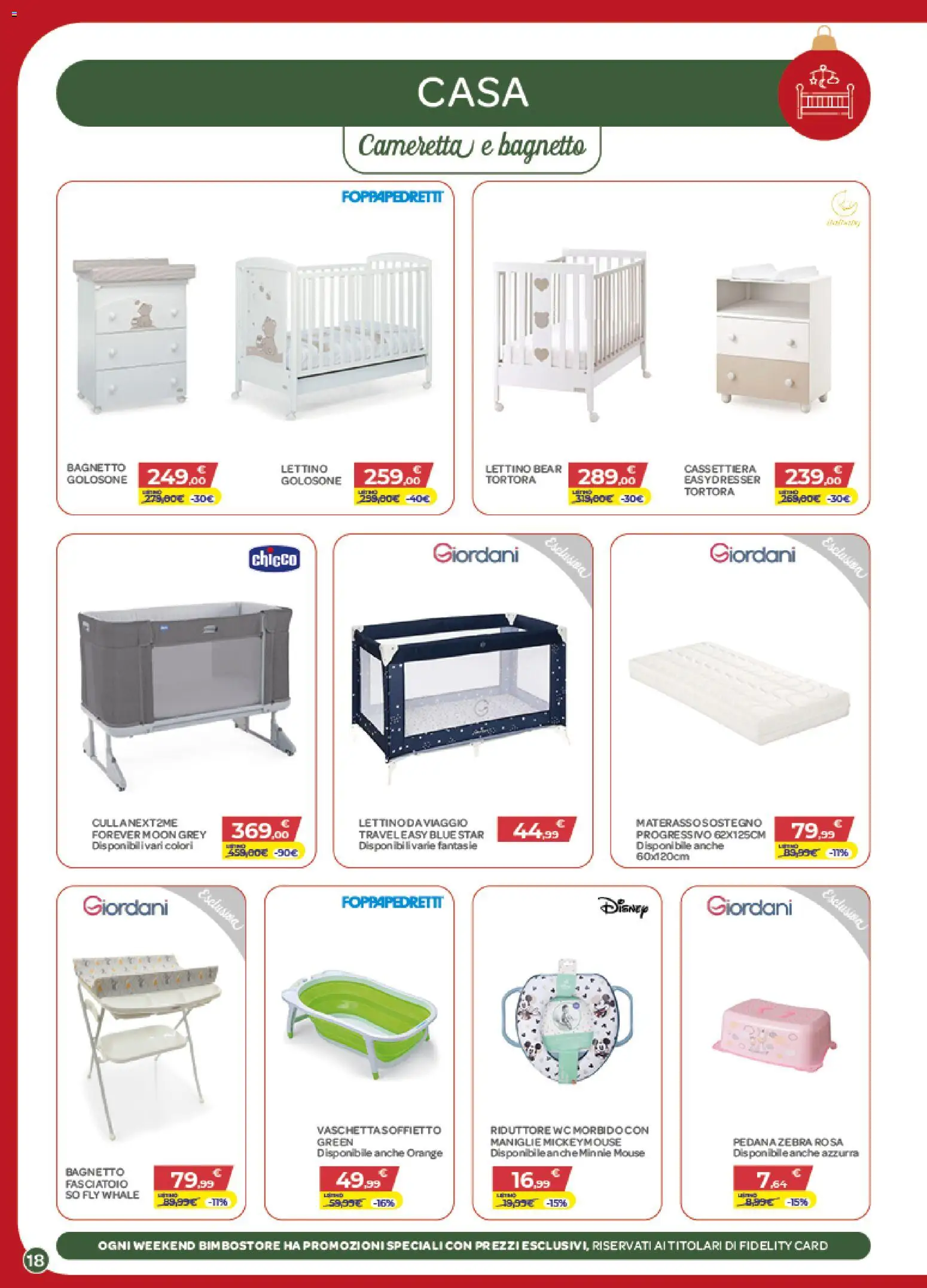 Volantino Bimbo store del 04.12.2025 | Pagina: 18 | Prodotti: Lettino, Cassettiera, Fasciatoio, WC
