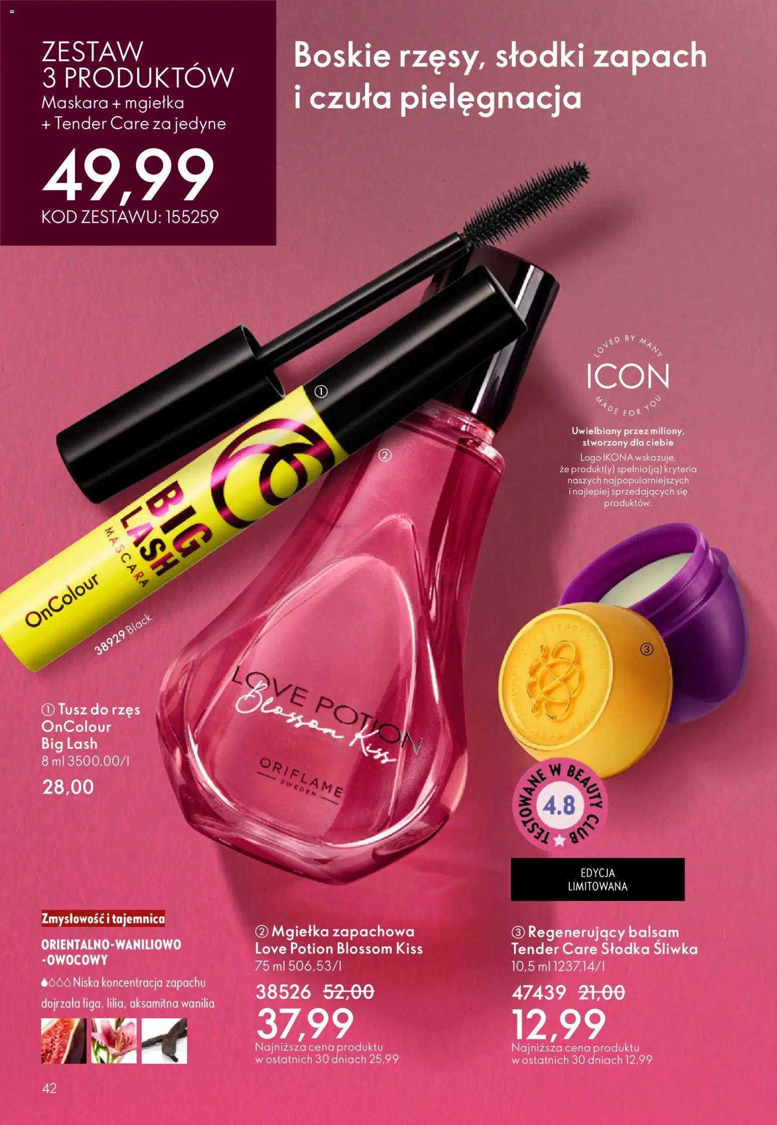 Oriflame Katalog 4 2026 od 04.03.2026 | Strona: 42 | Produkty: Maskara, Zapach, Tusz do rzęs