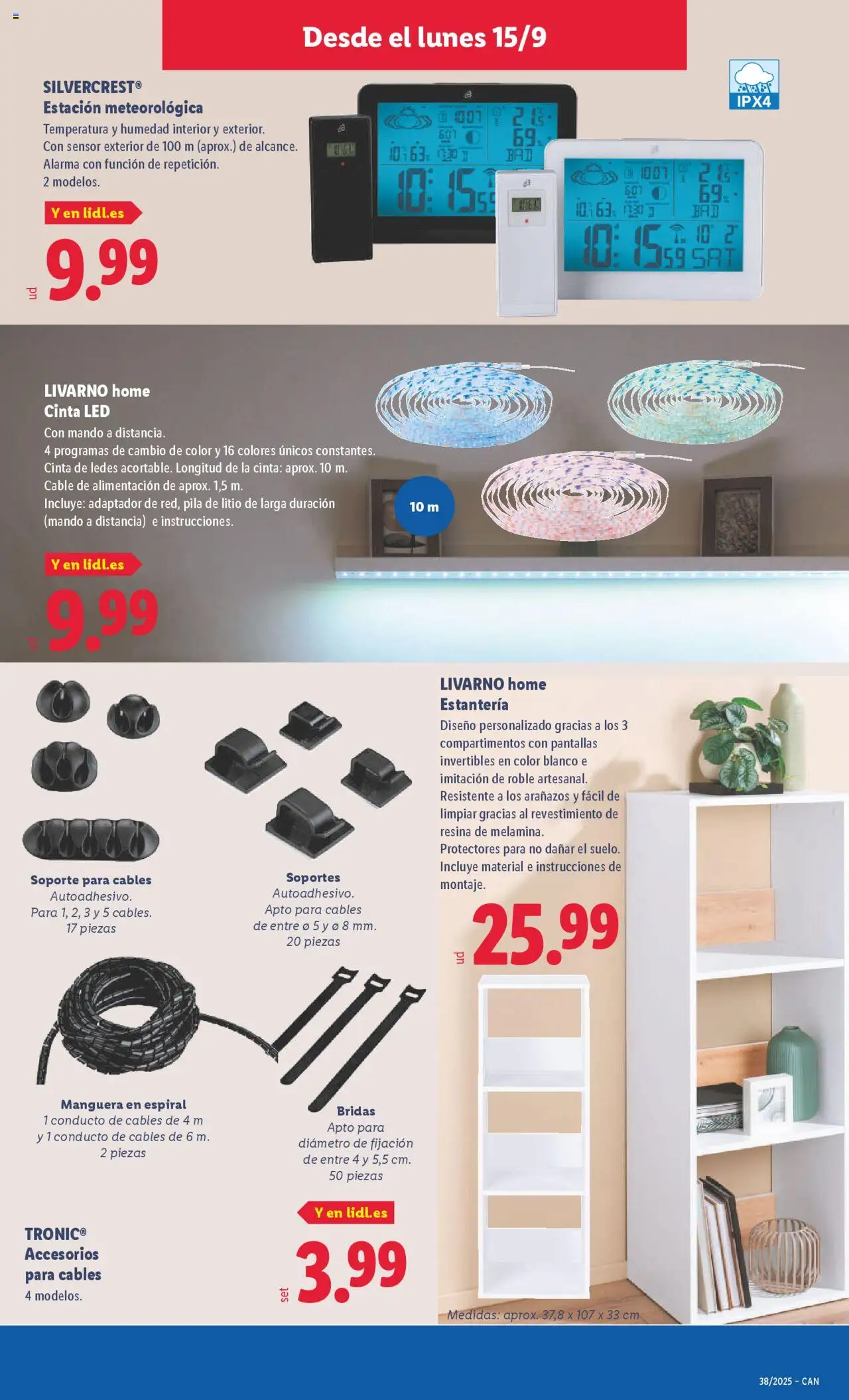 Lidl - Canarias │ válido desde el 15.09.2025 | Página: 13 | Productos: Manguera, Cable, Estación meteorológica, Adaptador