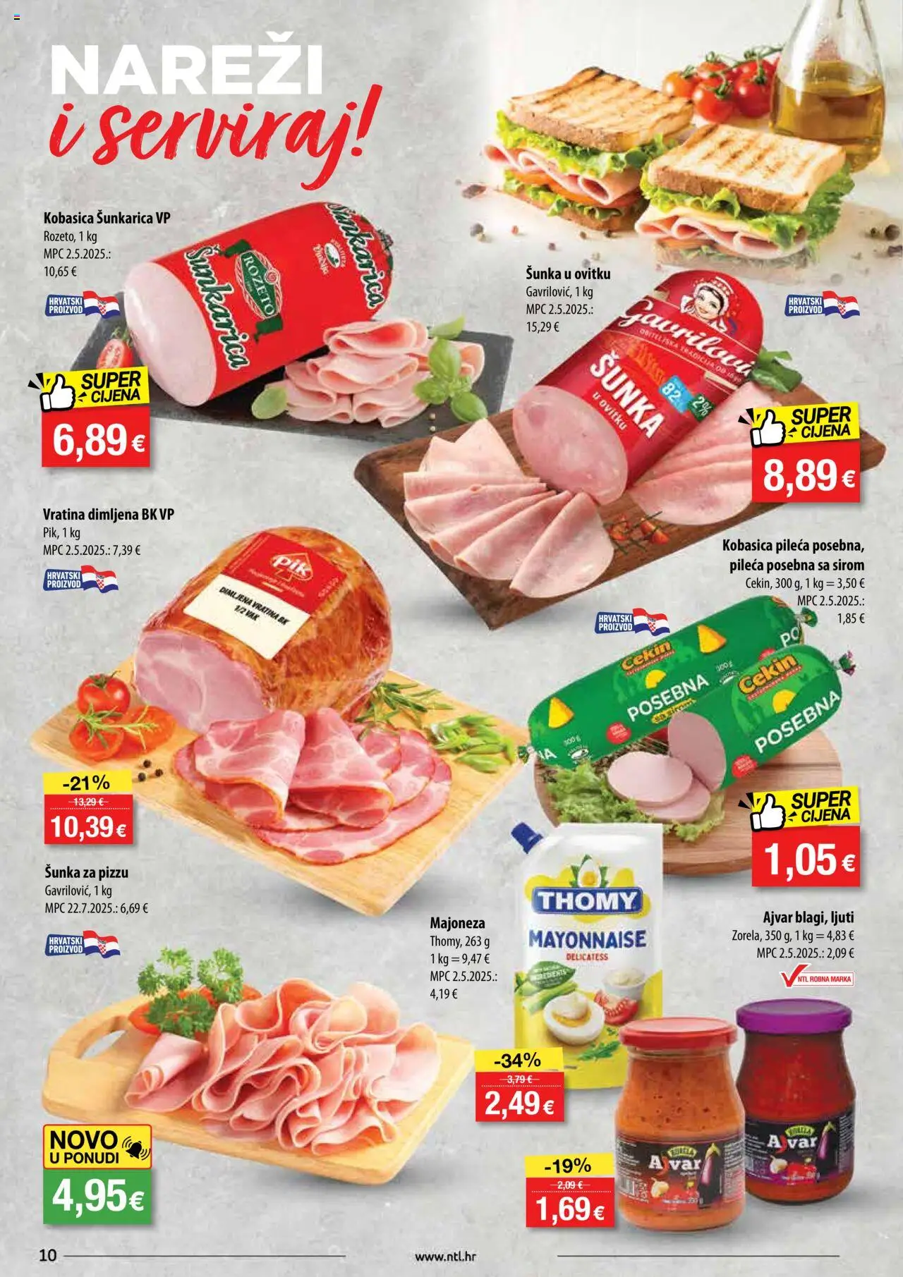 NTL katalog | vrijedi od 06.08.2025 | Stranica: 10 | Proizvodi: Šunka, Ajvar, Majoneza, Kobasica
