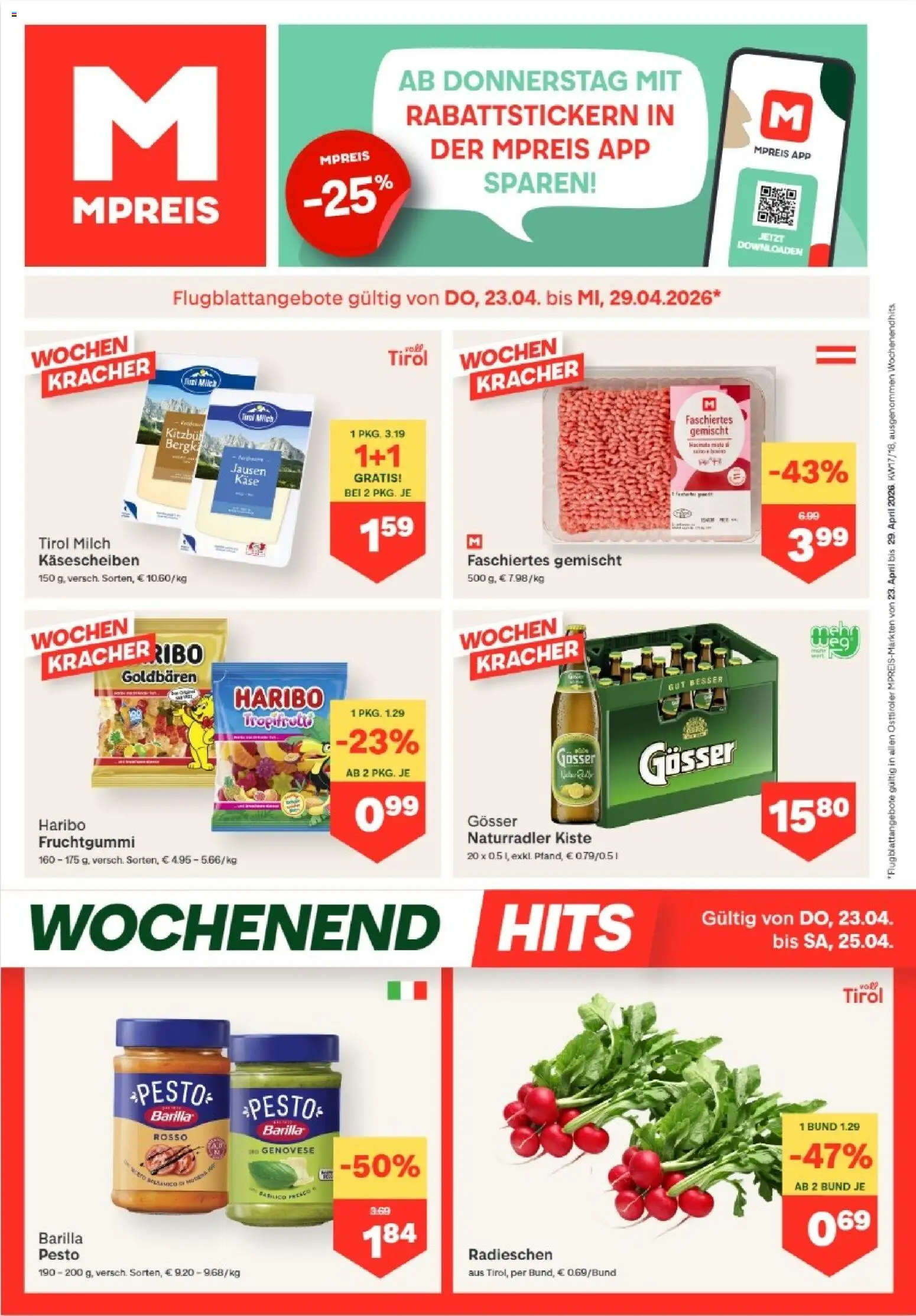 MPREIS Anras gültig ab 23.04.2026 | Seite: 1 | Produkte: Milch, Käse