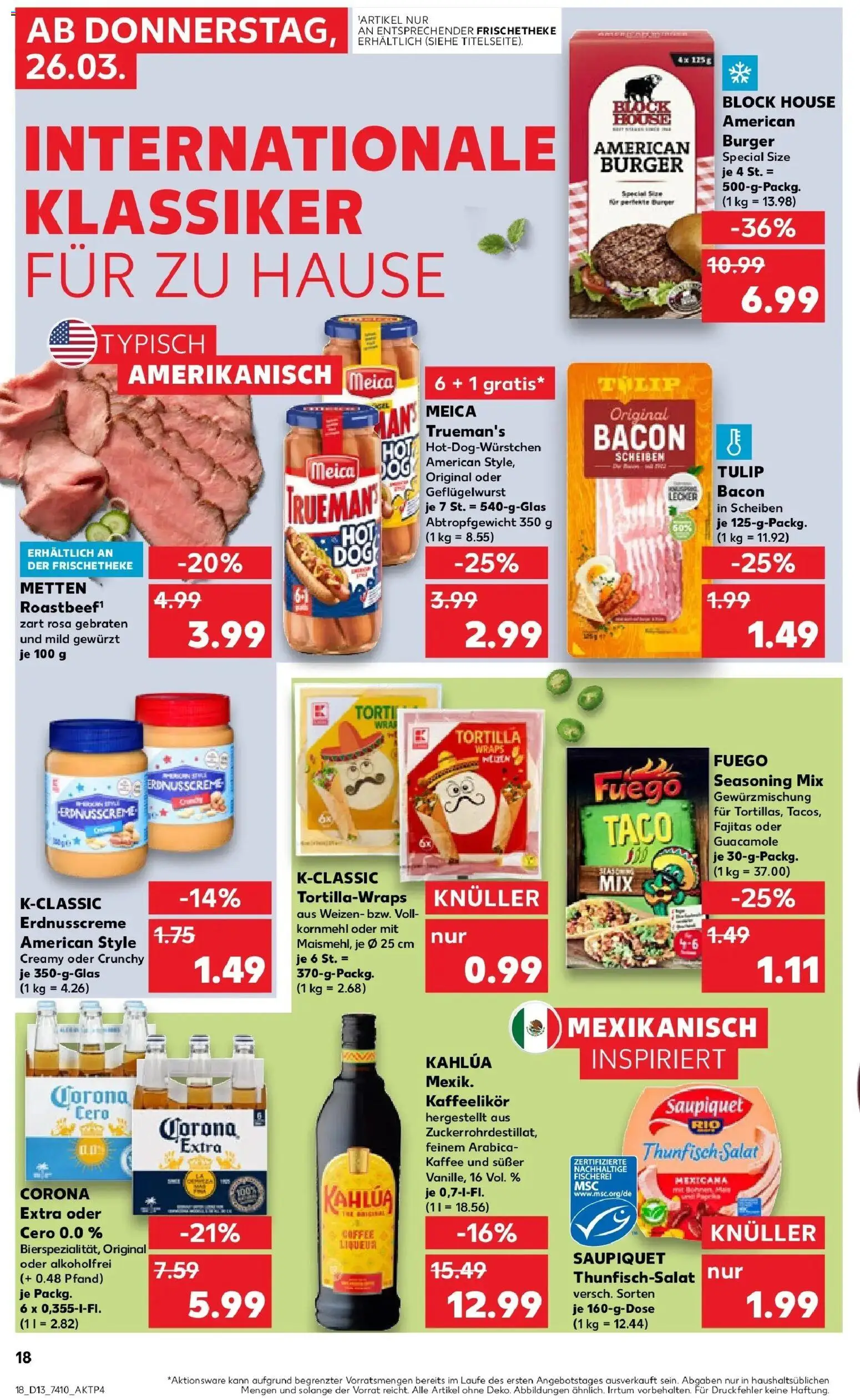 Kaufland Prospekt Braunschweig	 – gültig ab 26.03.2026 | Seite: 18 | Produkte: Butter, Kaffee, Burger, Meica