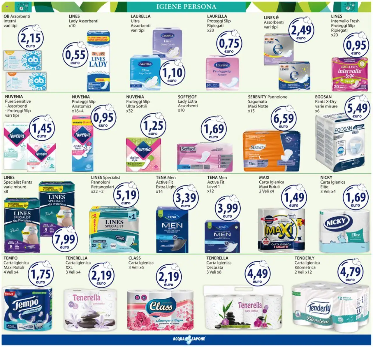 Volantino Acqua e Sapone del 06.10.2025 | Pagina: 12 | Prodotti: Carta igienica, Proteggi slip, Slip, Bagno