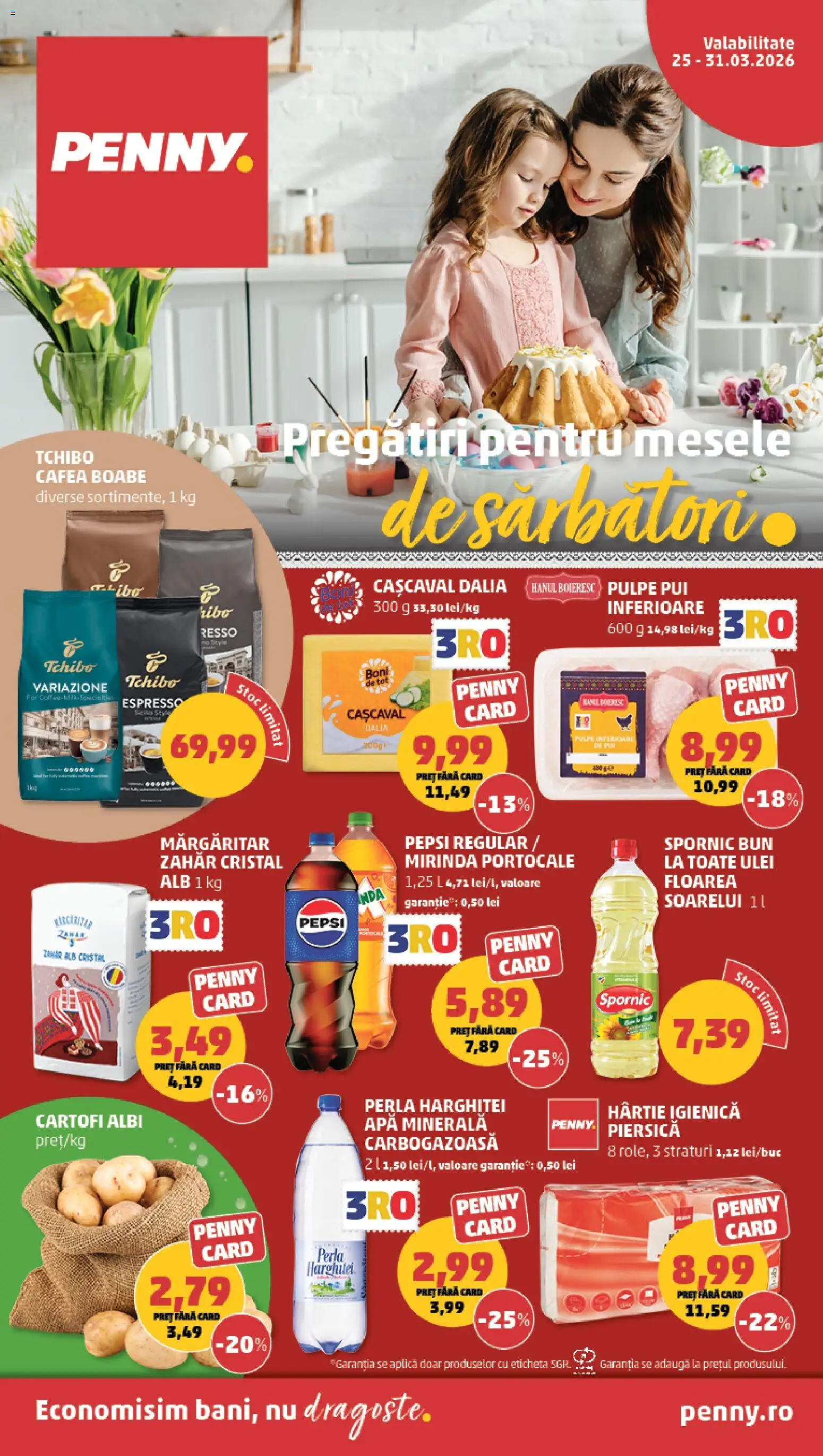 Noul catalog PENNY – valabil de la 25.03.2026 | Pagină: 1 | Produse: Hacıyatmaz Kedi Oyuncağı, Cașcaval, Ulei, Zahăr