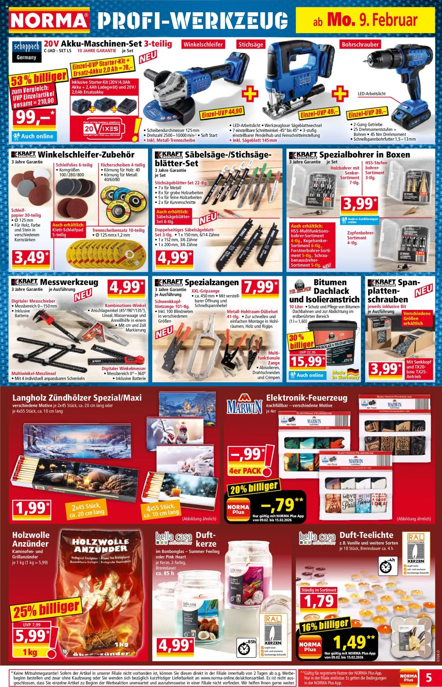Norma Prospekt 	 – gültig ab 09.02.2026 | Seite: 5 | Produkte: Batterie, Duft, Kaminofen, Ladegerät